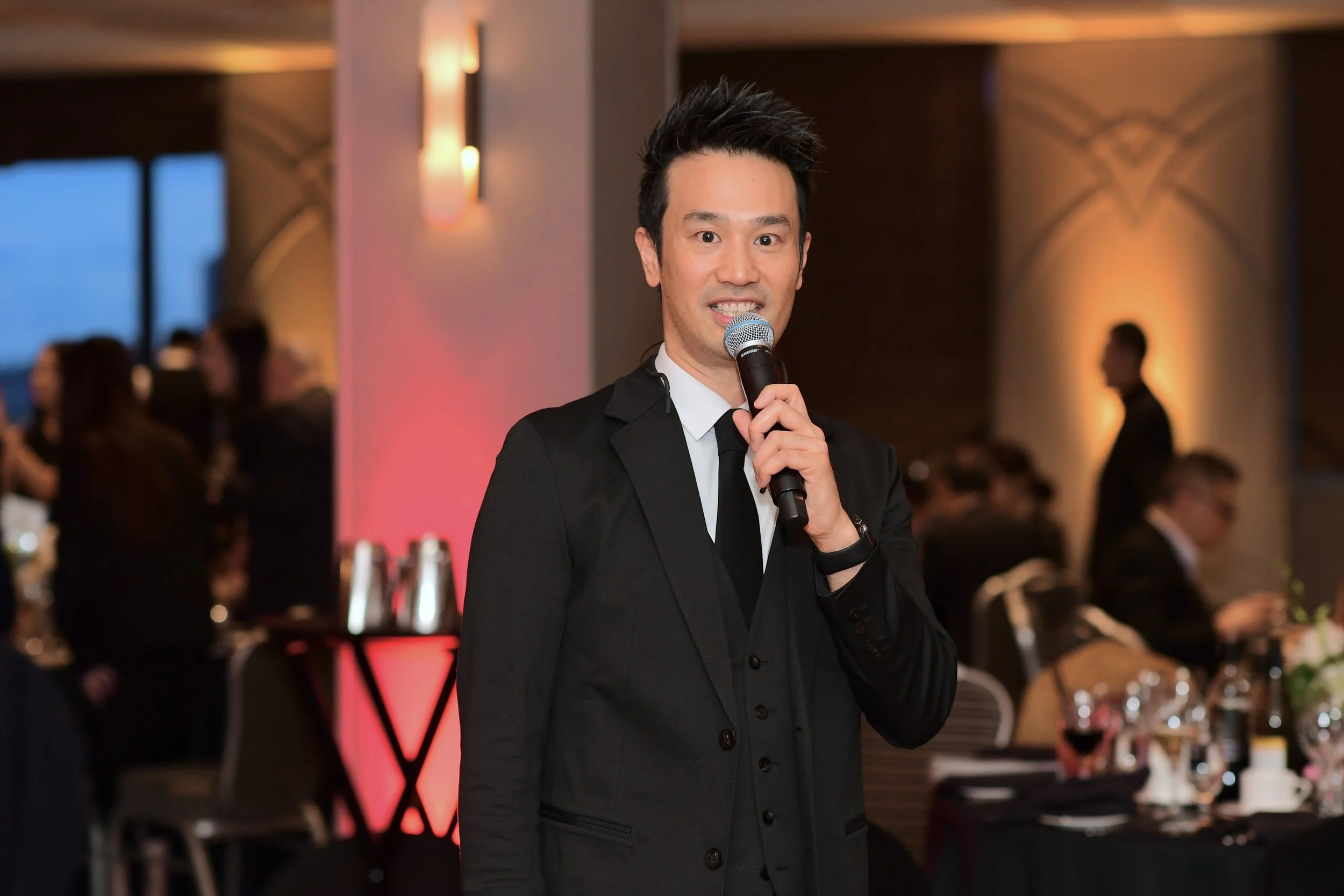 Corporate magician and MC Kel Ng performing at Sun Life Excellence Cup awards night Fairmont Hotel Vancouver