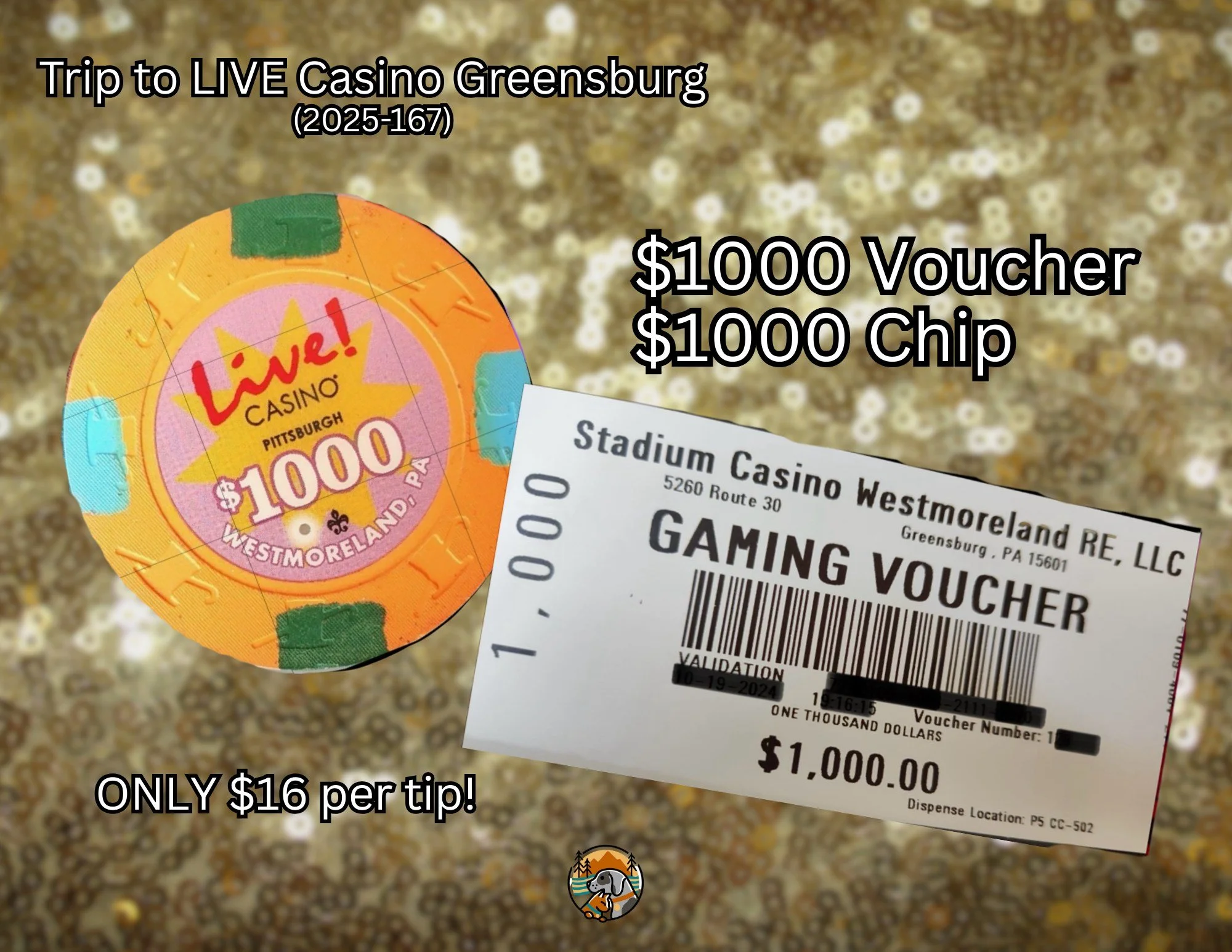 LIVE! Casino: $1,000.00 Chip and $1,000.00 Voucher
