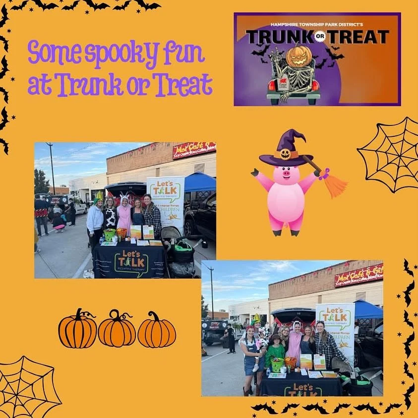 🎃👻 Spook-tacular times at the Hampshire Township Trunk or Treat!

Our Let&rsquo;s Talk Pediatric Therapy team had a blast handing out treats, meeting awesome families, and showing off our costumes! 🧙&zwj;♀️🕸️🍬

Thanks to everyone who stopped by&