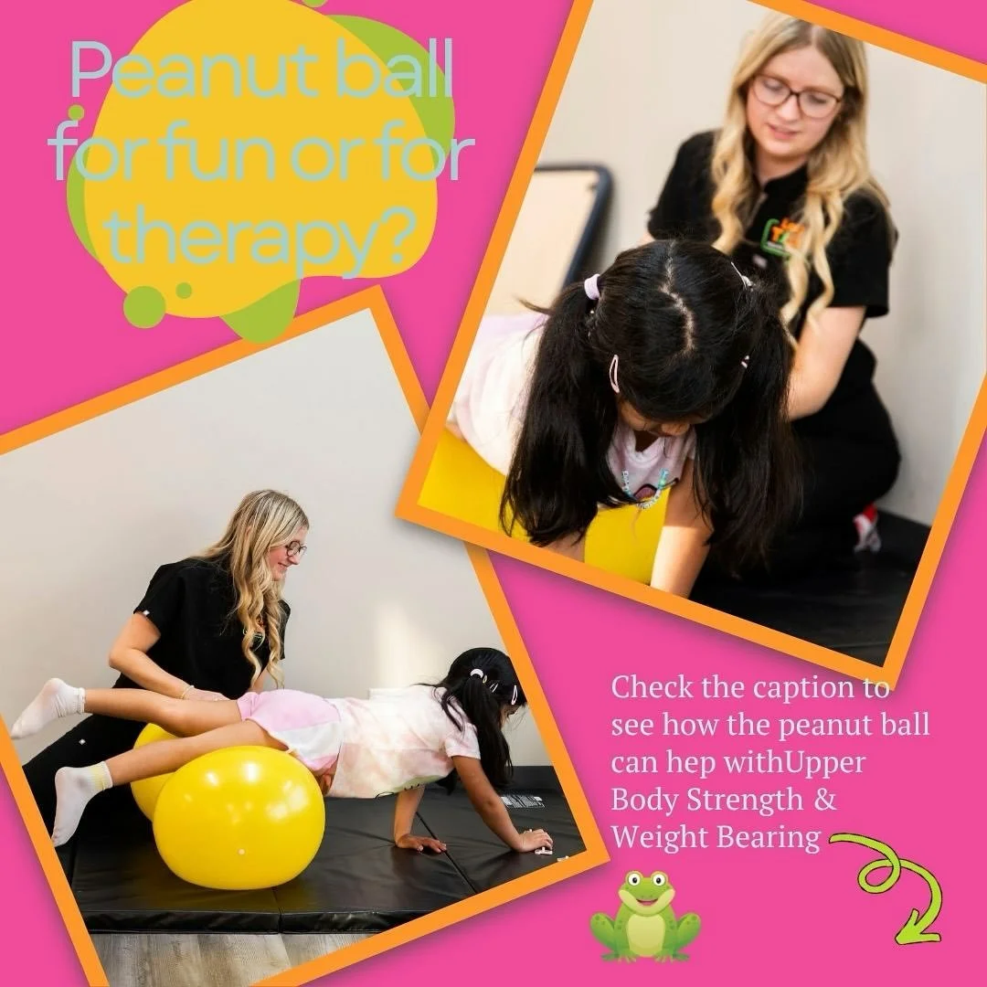 Struggling to hold that hands-and-knees position? The peanut ball can provide the perfect support! 🥰 This position helps build upper body strength and endurance, which is essential for everything from writing at a table to playing on the floor. As t