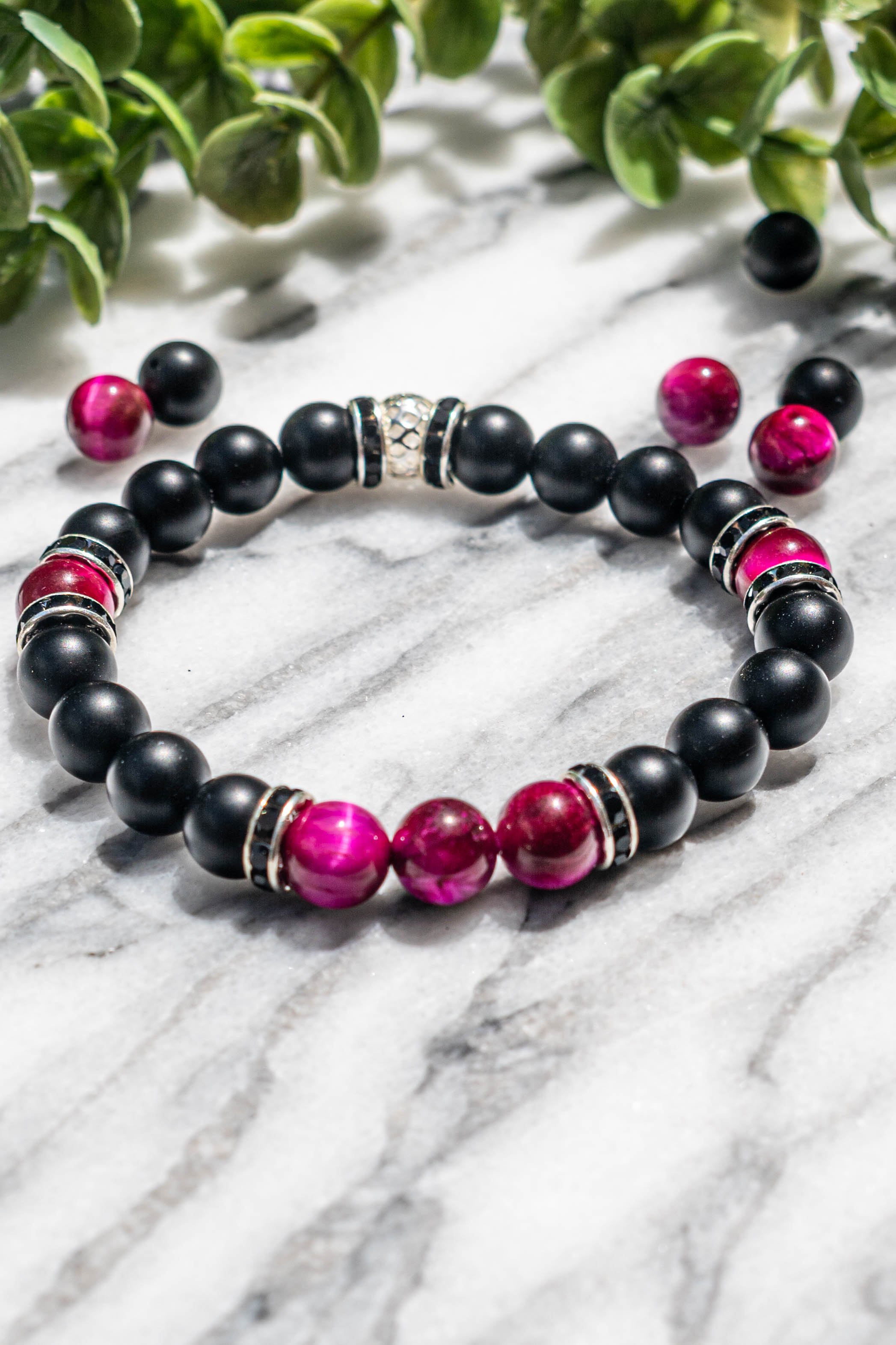 Hot Pink Silicone Bead Bracelet Black Shamballa Gold or Silver Spacers  Womens Ladies Bracelet - Etsy