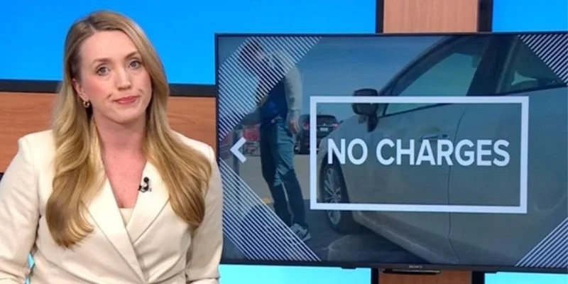 KARE 11 reporter sharing that no criminal charges were made against a Minnesota man for Tesla damage