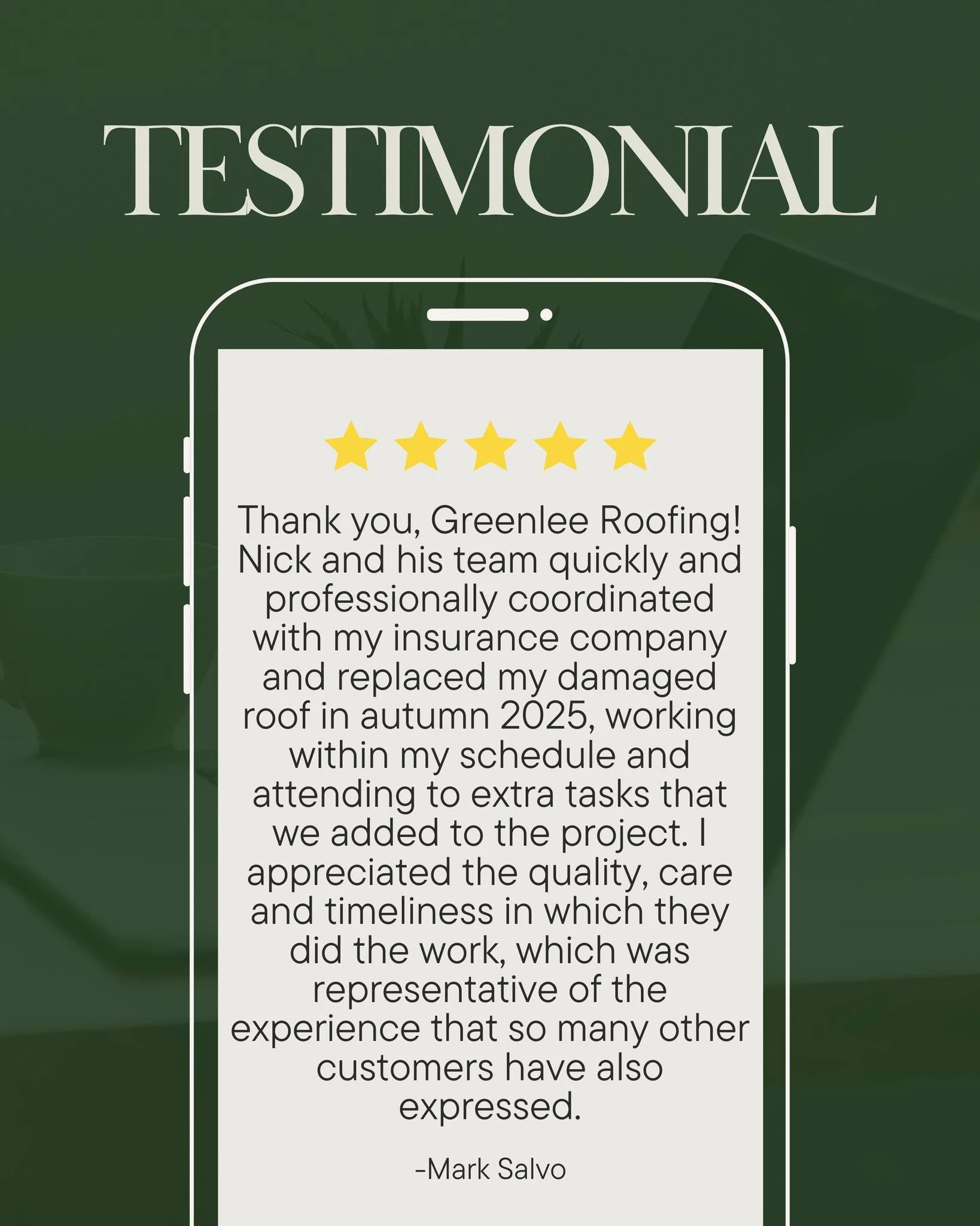 We are glad to have been able to help Mark with his roof replacement!
