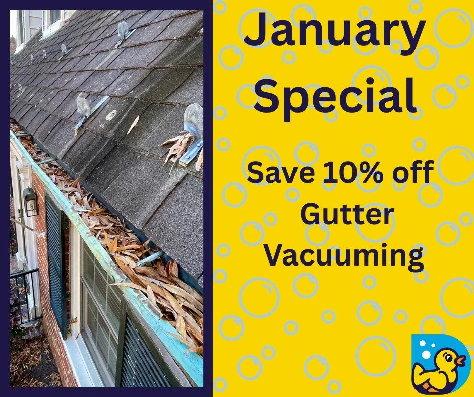 🎉 January Special 🎉

Kick off 2026 with 10% off Gutter Vacuuming! 

👉 Mention this post when booking to receive the discount.
🗓️ Valid through January 31st

Start the year with clean, clog-free gutters and one less thing to worry about this winte