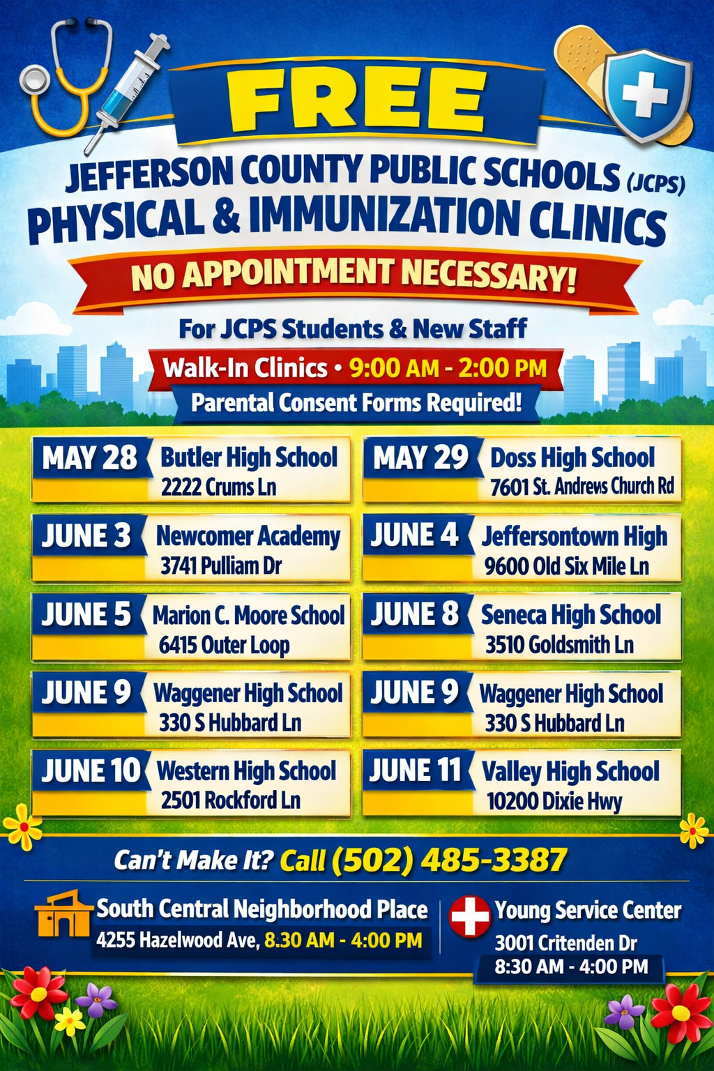 JCPS Physical & Immunization Clinics-Free