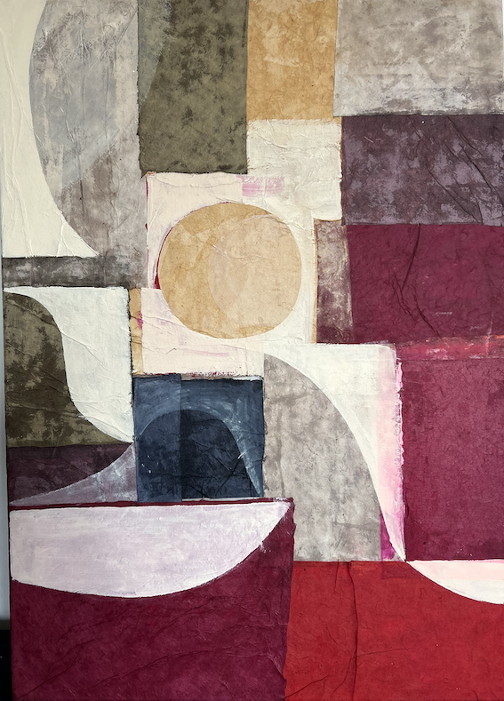 Dorsal - Übergang (Transition). 2025
50x70cm
Lokta Paper and Acrylic on Canvas
1'940€