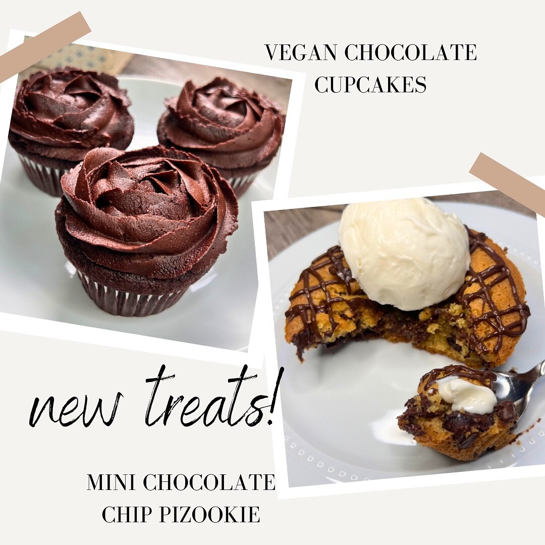 I have two new gluten-free treats available this week: Vegan Chocolate Cupcakes and Mini Chocolate Chip Pizookies!

After receiving requests for gluten and dairy-free treats, I&rsquo;ve been hard at work perfecting some recipes. I&rsquo;m thrilled to