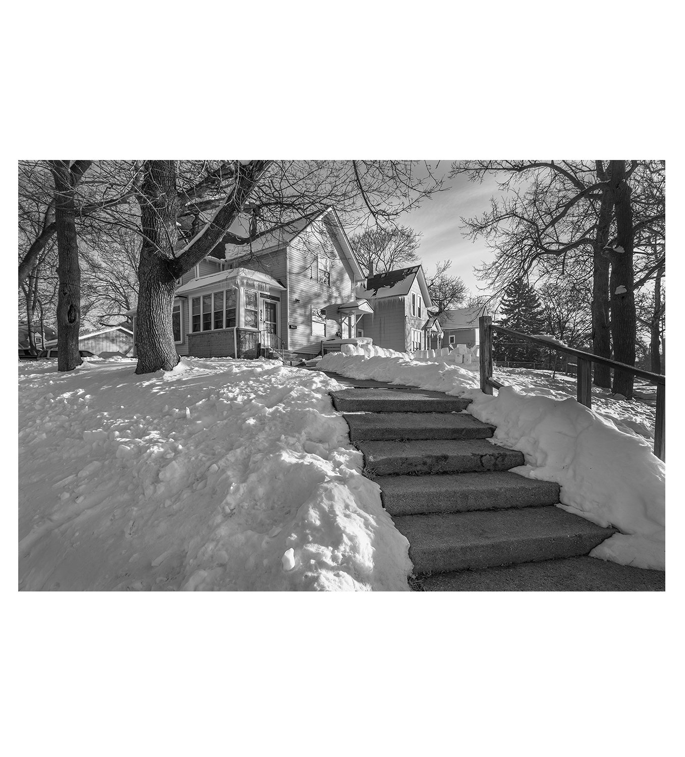 Enterprise Street in Elgin Illinois after snow storm - winter urban landscape