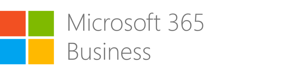 Microsoft 365 Business logo with colorful square icon on the left.