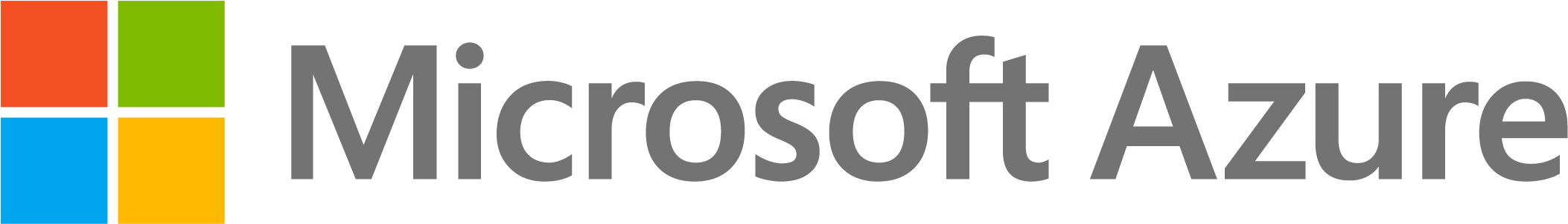 Microsoft Azure logo with colorful window symbol on the left and text on the right.