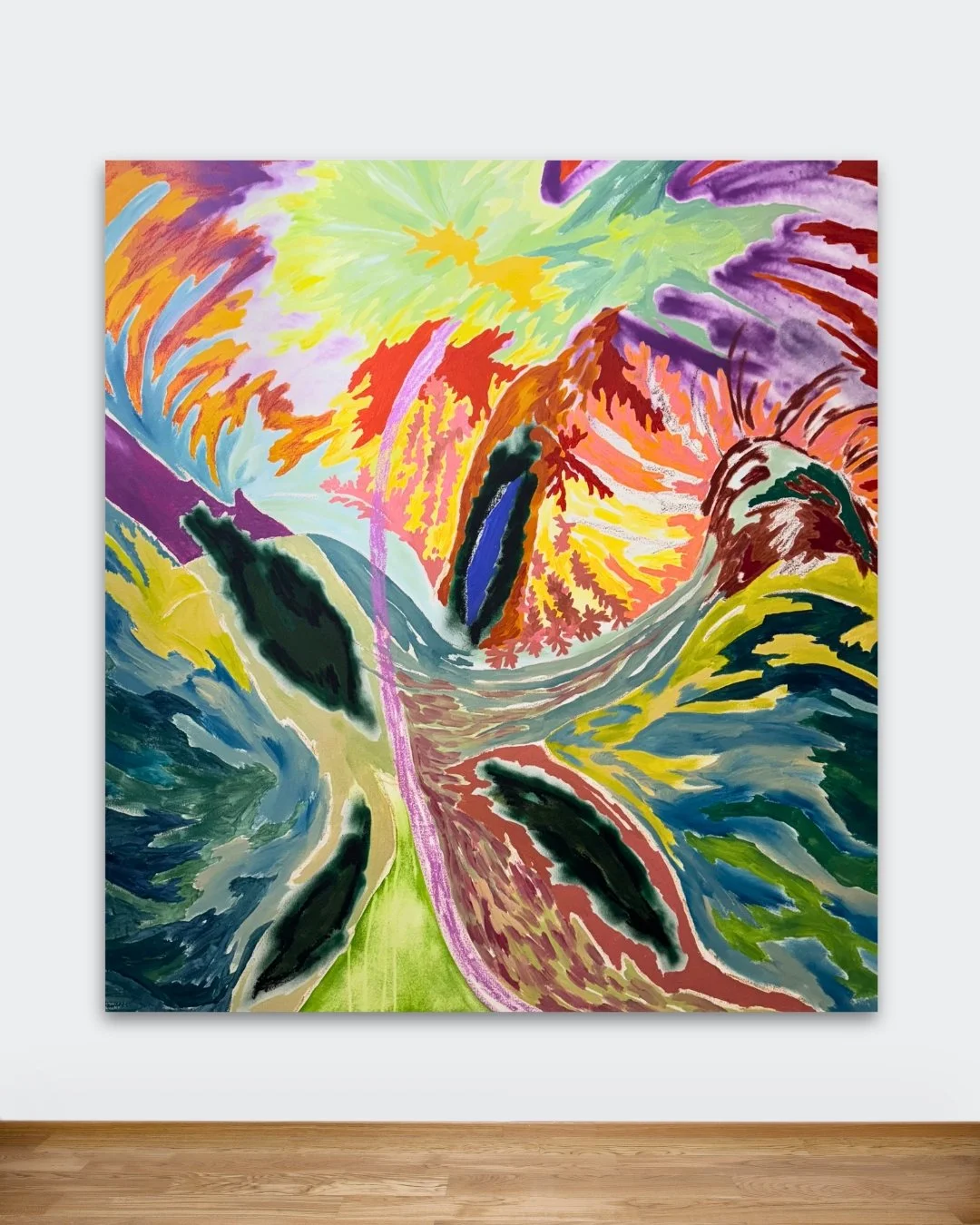 Metamorfoses: Entre o céu e o mar, 2024, acrylic, spray, soft and oil pastel on canvas, 62x66in