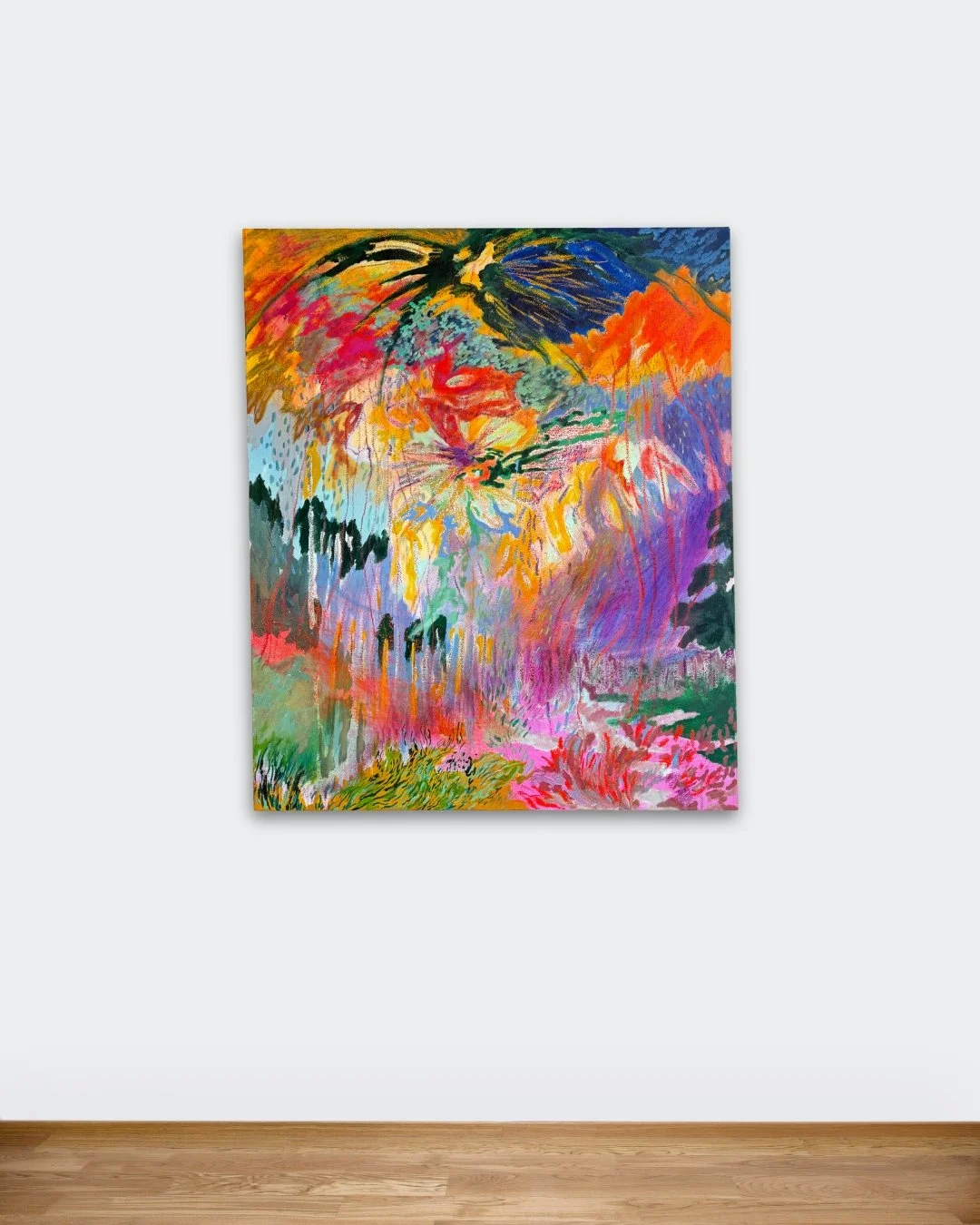 Untitled, 2024, acrylic, soft and oil pastel on canvas, 30x35in