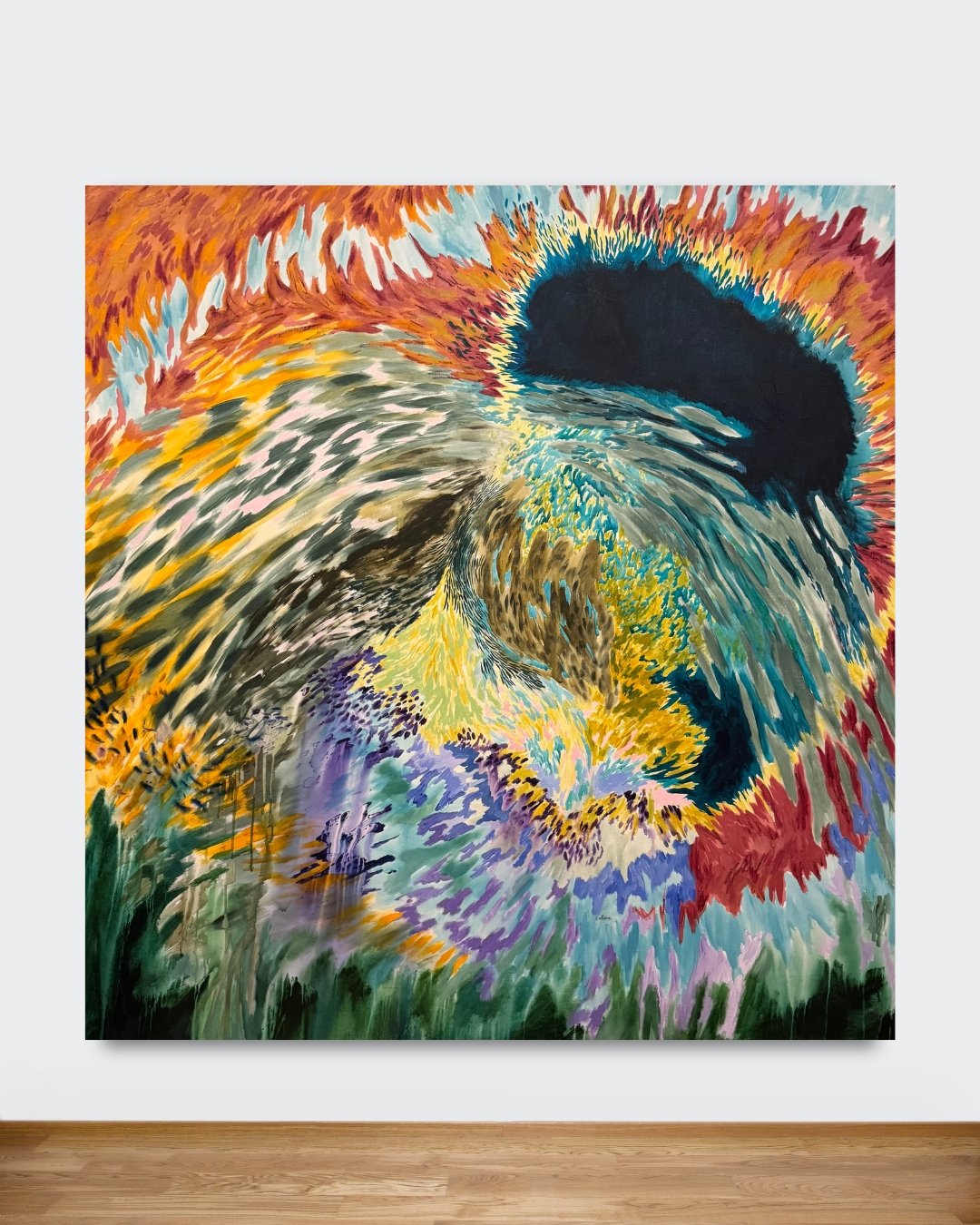 Foi dentro dos ventos de minhas tempestades que encontrei o caminha da calma, 2024, acrylic, soft and oil pastel on canvas, 61x61in