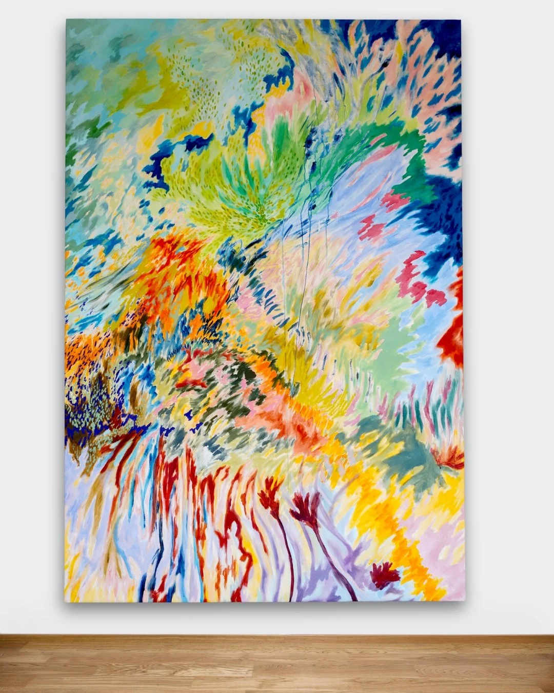 Ladeira da felicidade, 2024, acrylic, soft and oil pastel on canvas, 61x89in