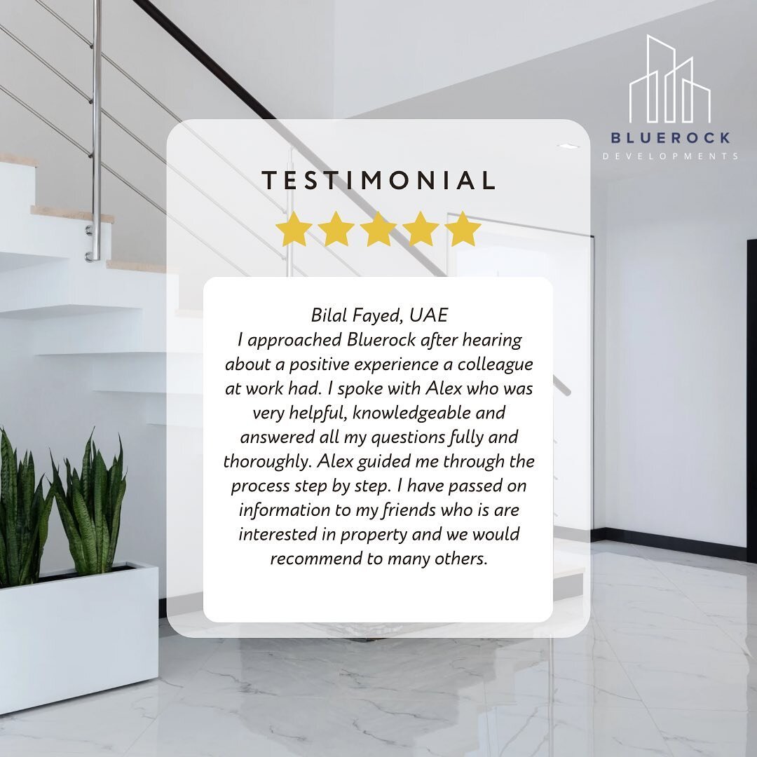 One of our latest testimonials from our client in the UAE after purchasing an investment property with us here in the UK. 

Always nice to receive positive feedback!