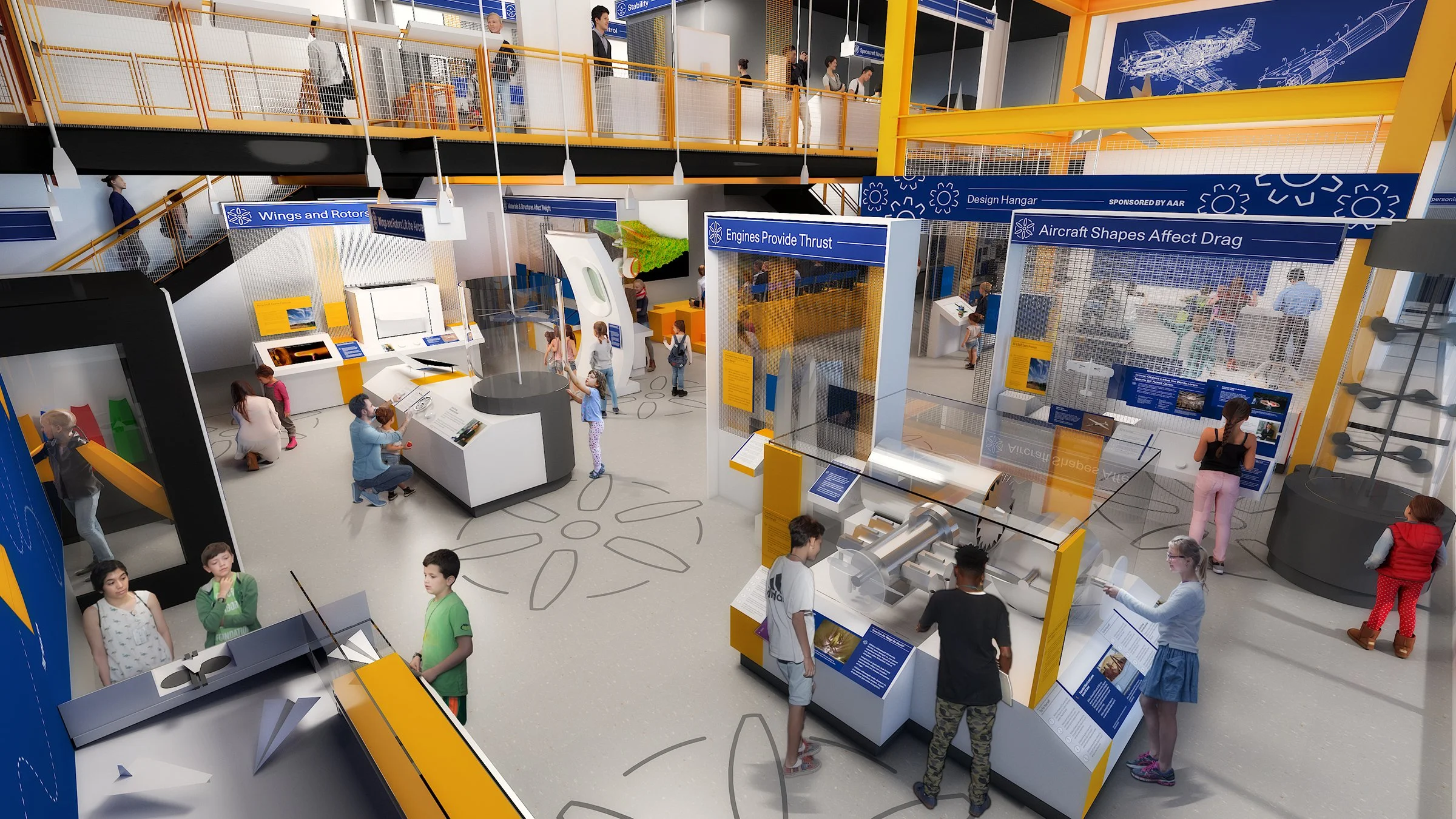 In the Textron How Things Fly exhibition, nearly 50 interactives work together with featured artifacts to communicate the idea that the forces of lift, weight, drag, and thrust guide the design and function of everything that flies.