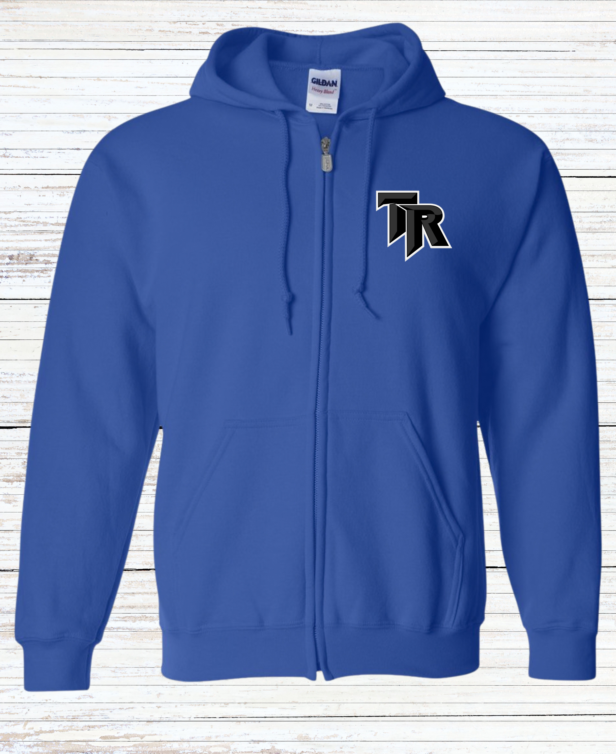 TR embroidered zip up hoodie