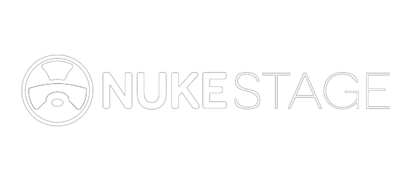 Nuke Stage logo featuring a nuclear symbol and the words 'Nuke Stage' in a stylized font.