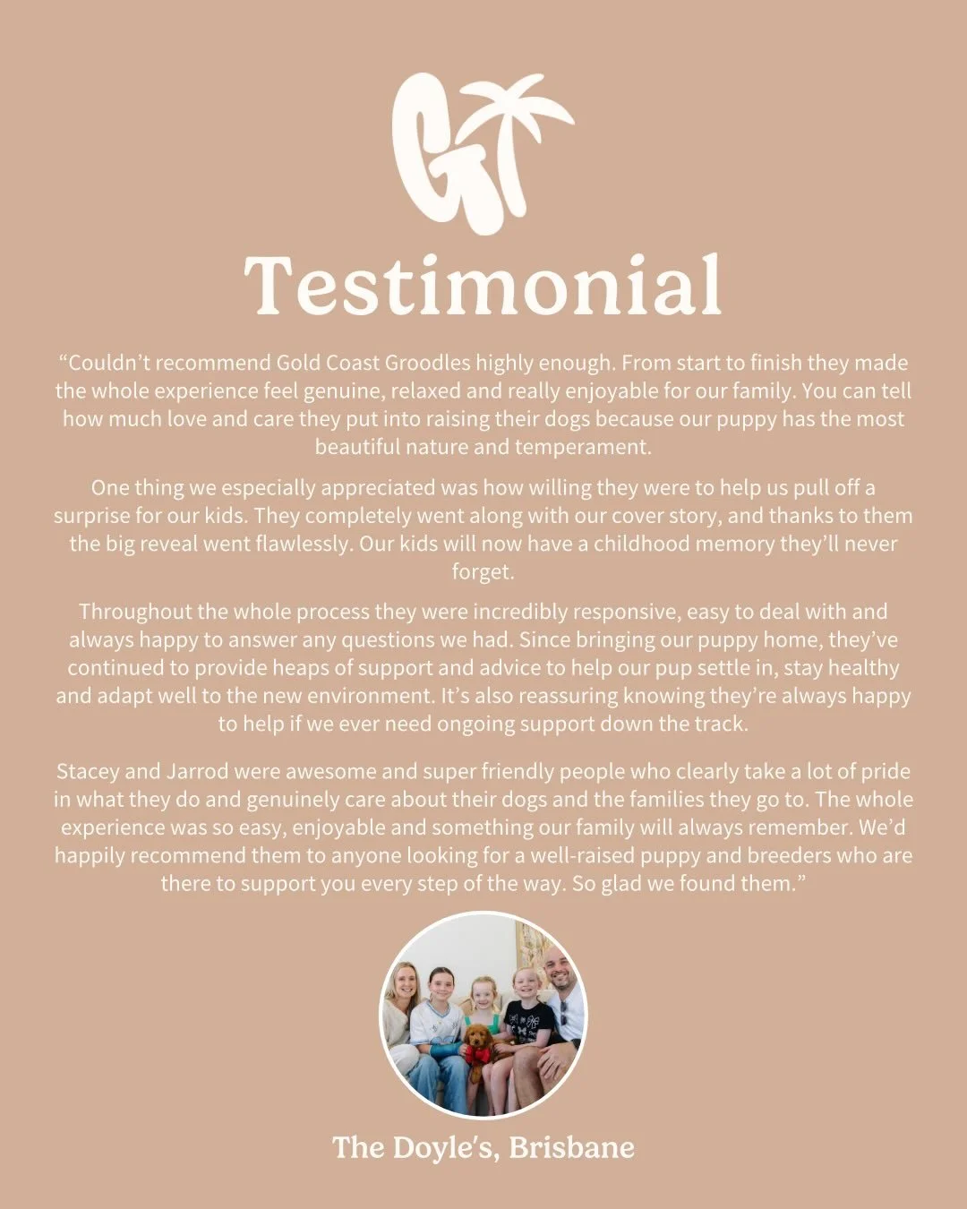 We felt honored to be part of such a core childhood memory for the Doyle girls, who waited very patiently and were rewarded with the greatest surprise! It was amazing to see confident miss Winnie settle instantly with them all. 🥹🥰🐾
#goldcoastgrood