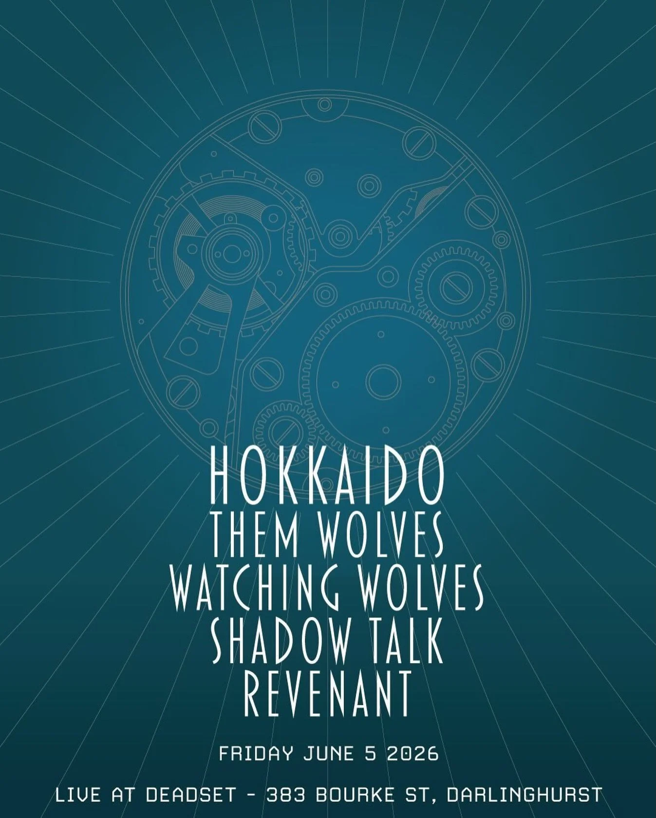 Sydney! This Friday we&rsquo;re hitting up @deadsetdarlo with the legends in @hokkaido.band, @shadow.talk.au, @themwolvesau &amp; @revenant.au 🖤

Free entry, Bands from 7pm - See you all there!