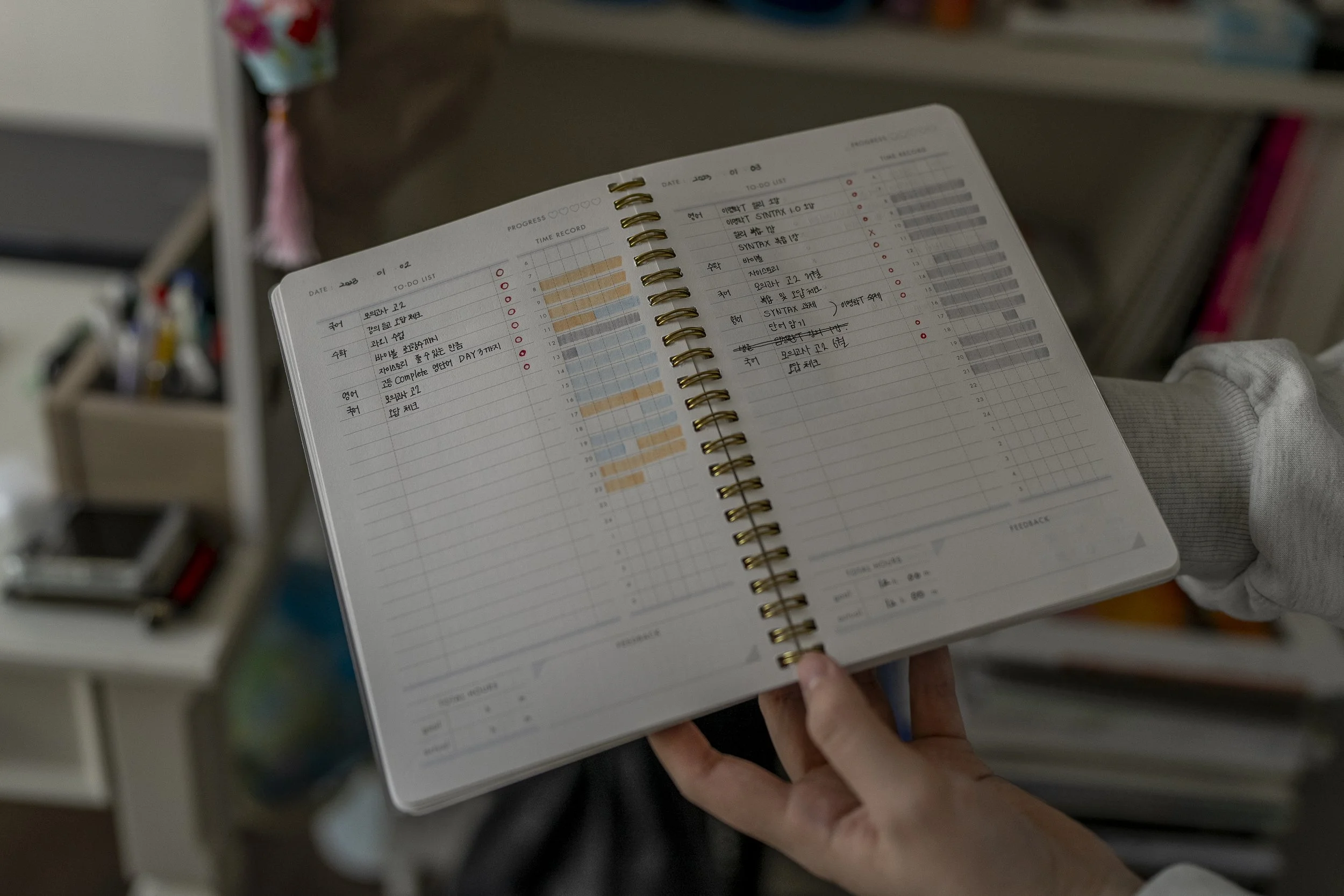 Seo Yeon* shows her 2023 study planner for Suneung.