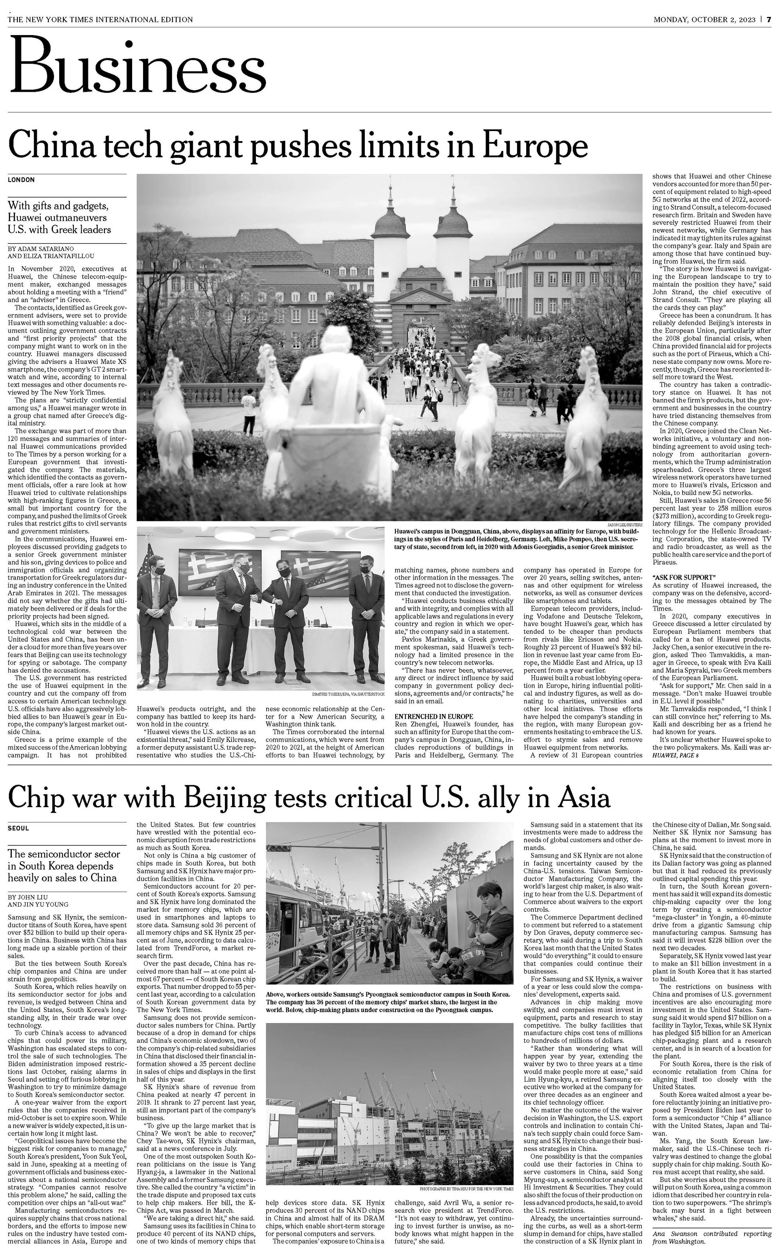 The New York Times - What the U.S.-China chip war means for a critical American ally