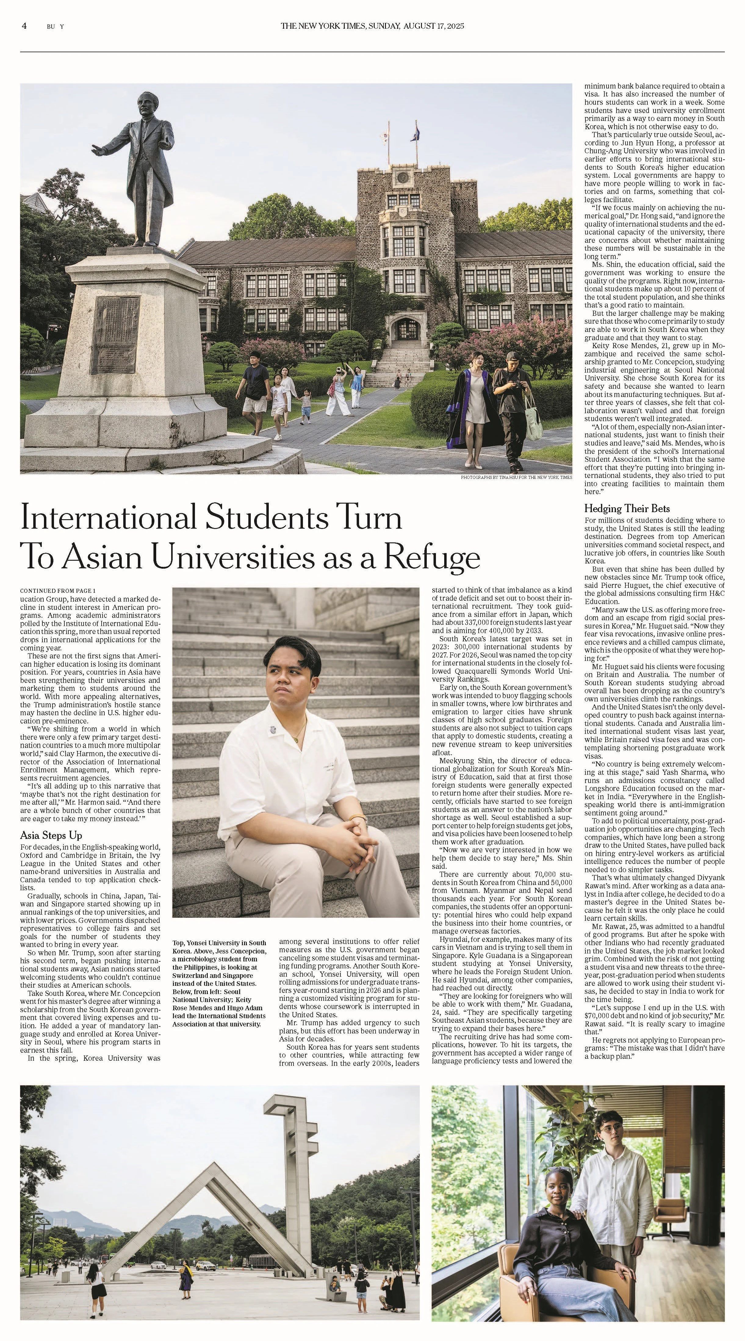 The New York Times - As Trump Pushes International Students Away, Asian Schools Scoop Them Up