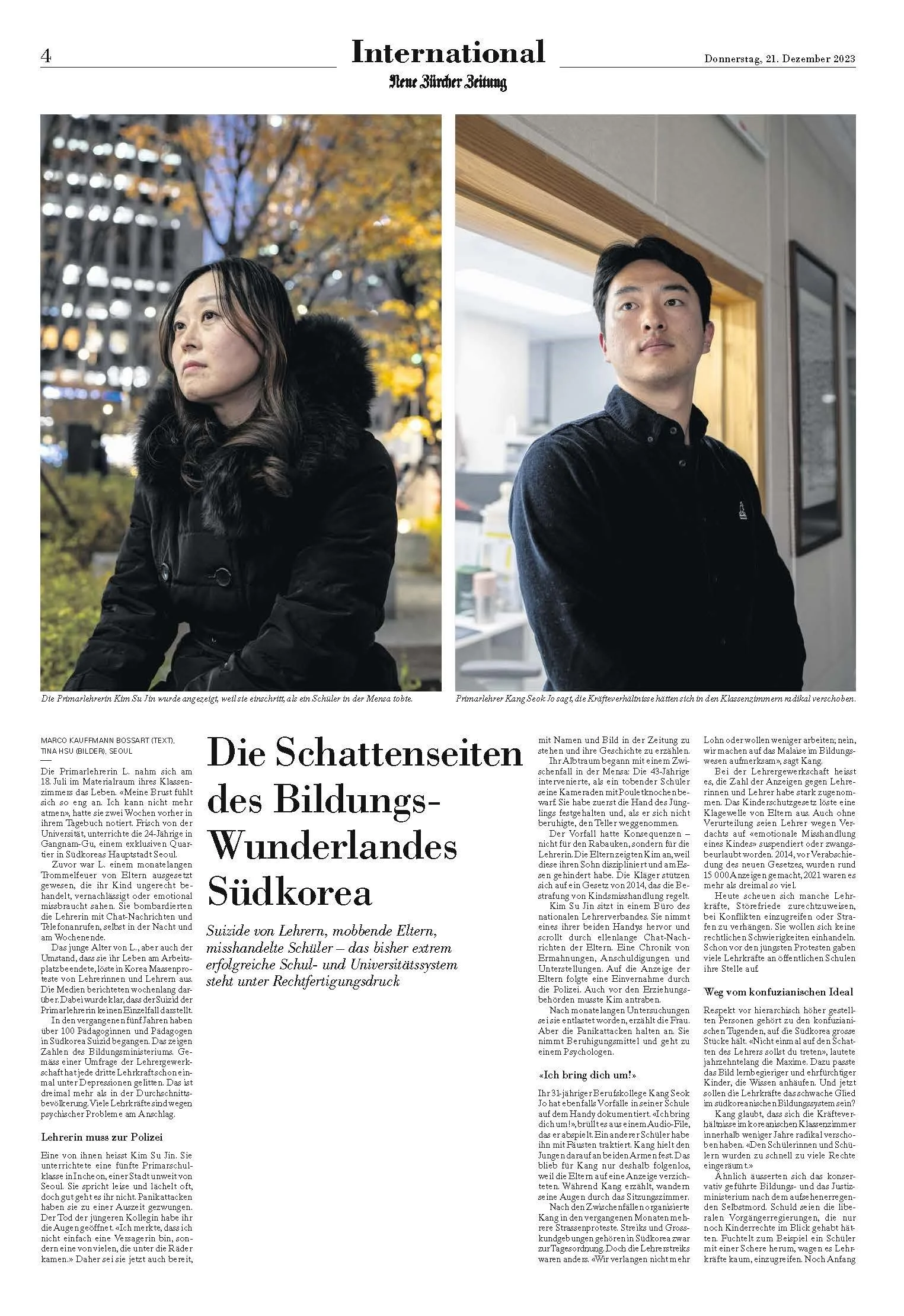 NZZ - Teacher suicides, bullying parents, abused pupils: What's going on in the educational wonderland of South Korea?