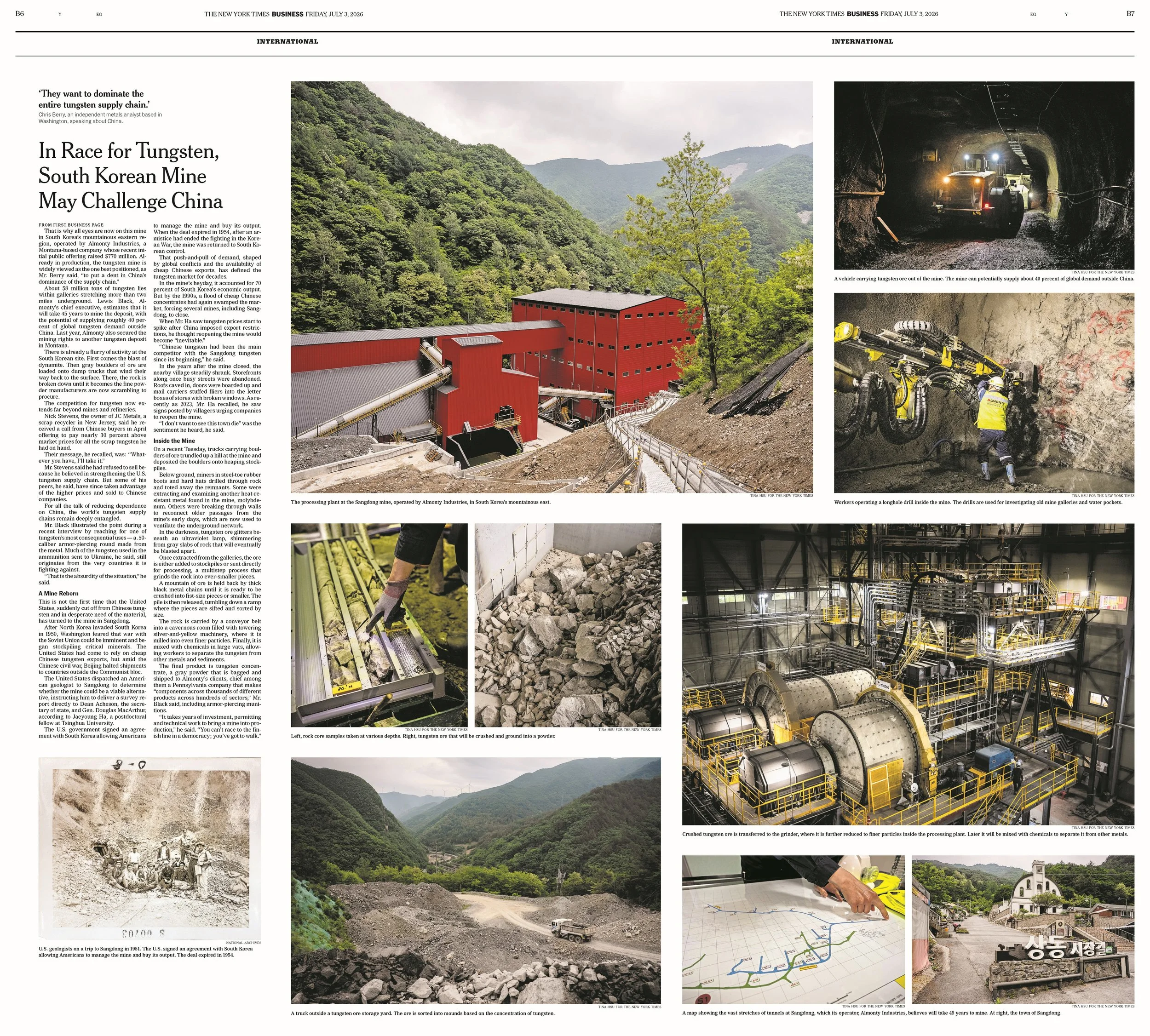The New York Times - The South Korean Mine at the Center of America’s Tungsten Push