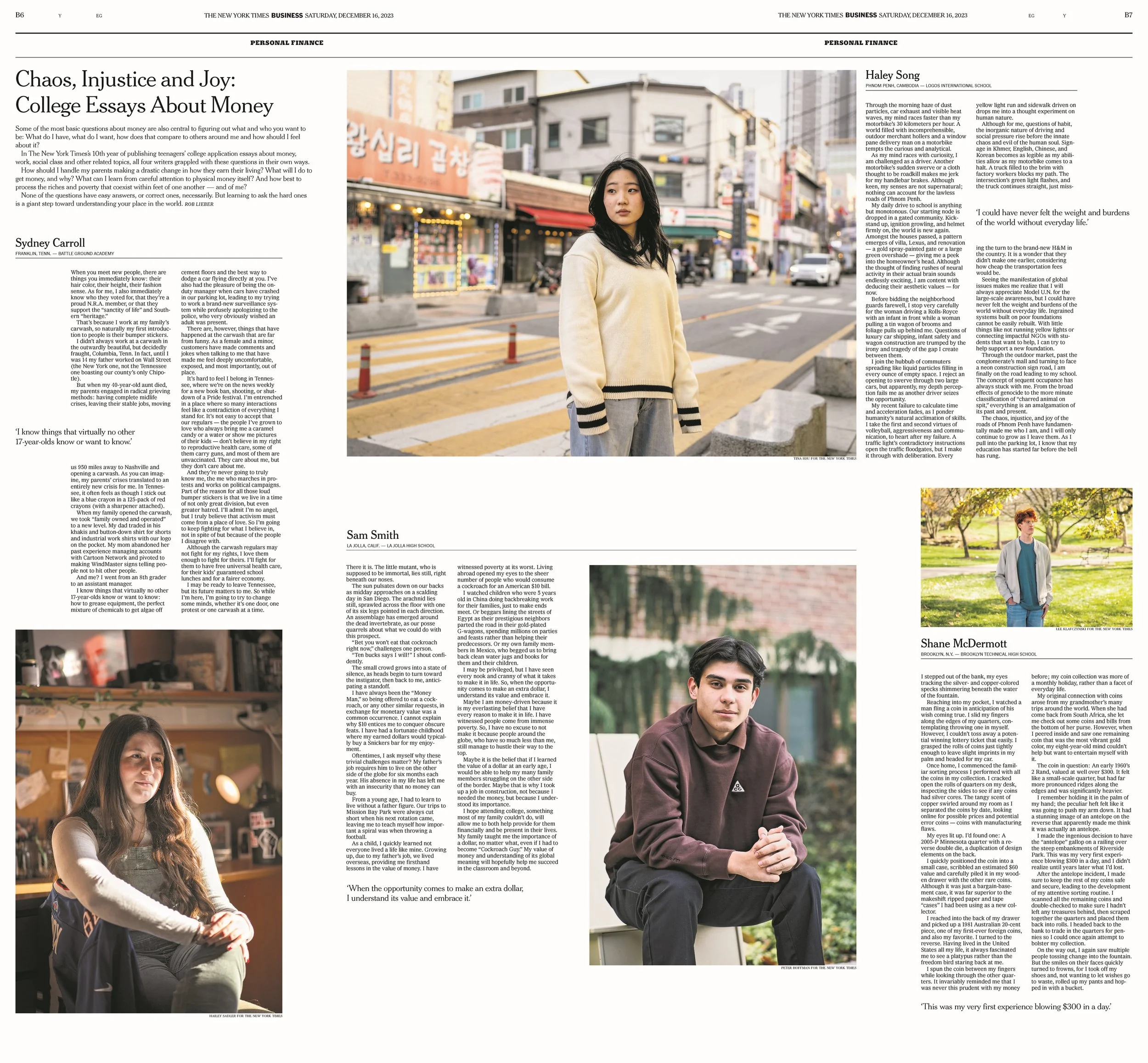 The New York Times - Chaos, injustice and joy: this year’s college essays about money
