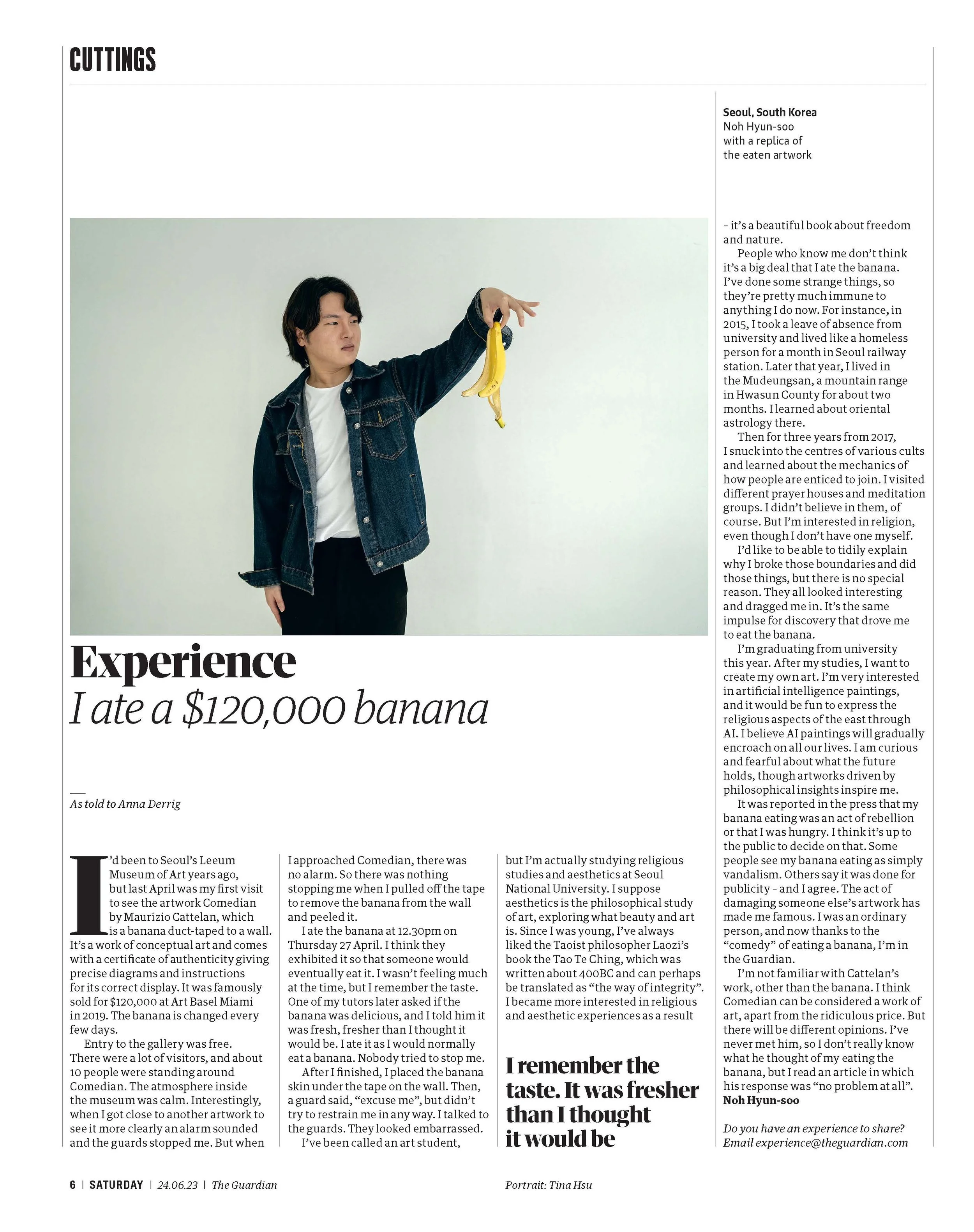 The Guardian - Experience: I ate a $120,000 banana