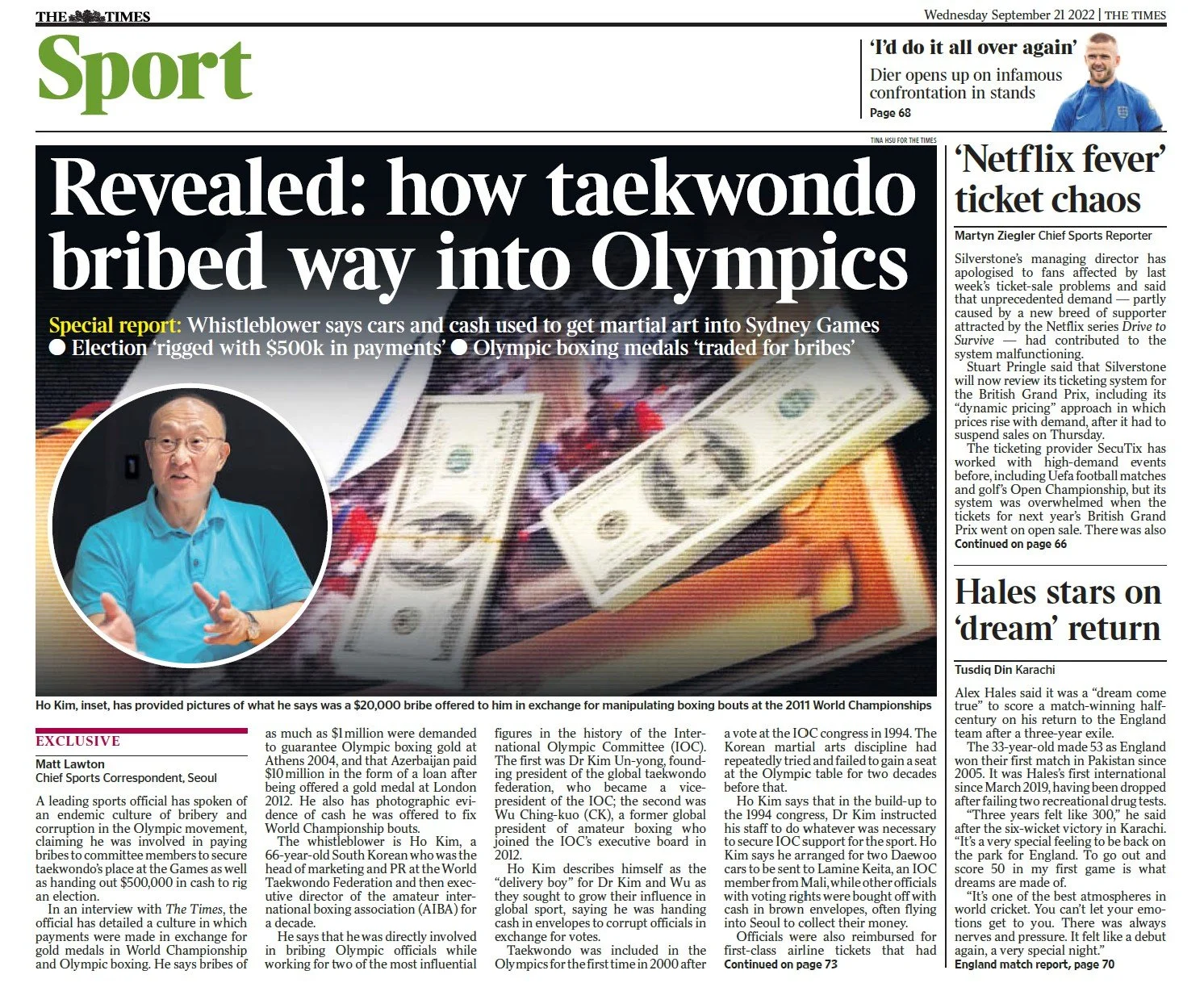 The Times - How cars, cash and hookers helped taekwondo make the Olympics