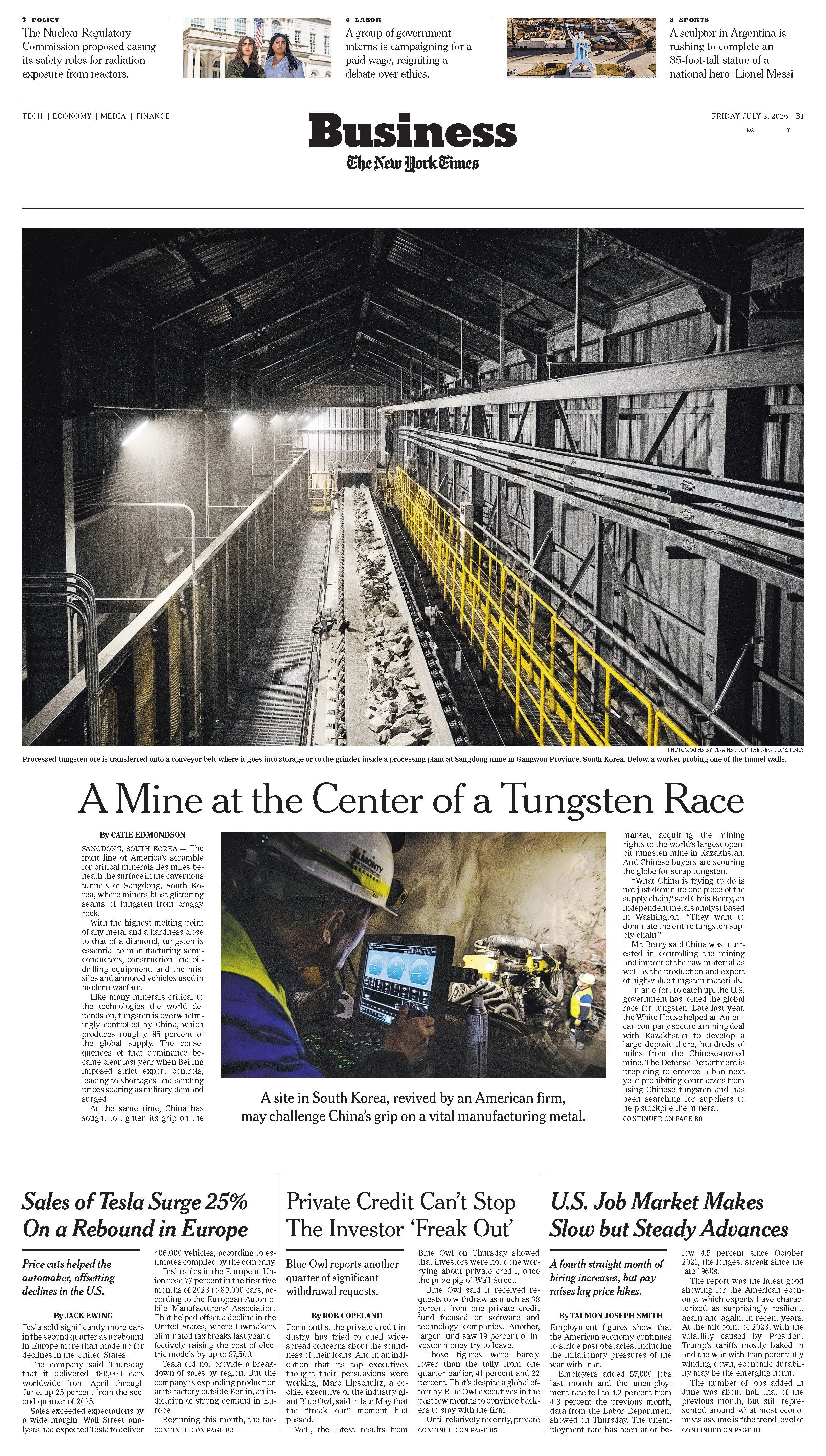 The New York Times - The South Korean Mine at the Center of America’s Tungsten Push
