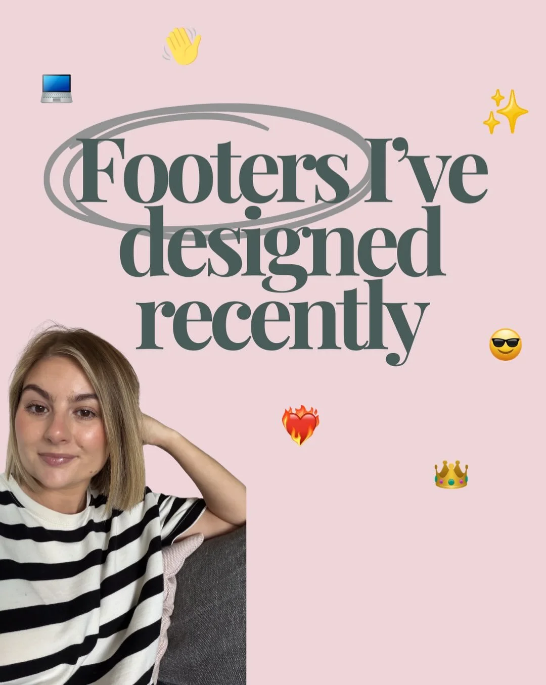 No templates, no repetition - just hard-working and visually pleasing footers designed specifically for my clients 💝

Having a crappy footer is a bit like those songs that end abruptly just as you were singing your heart out. 

Don&rsquo;t leave you