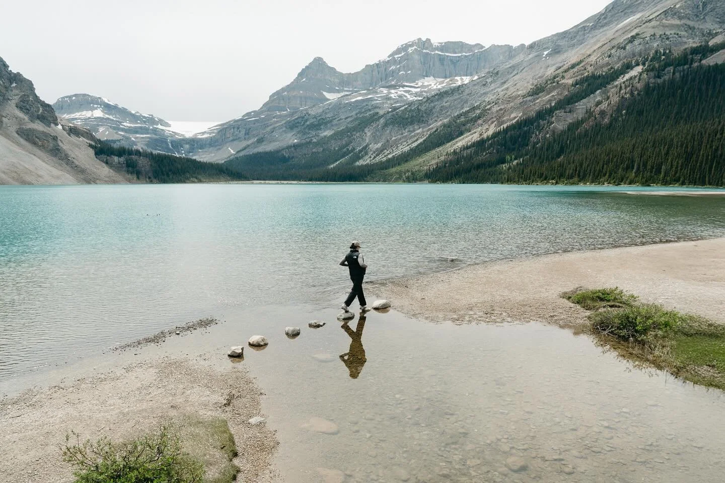 My ability to predict and see photos before I take them is ever-growing and so satisfying. When we were in Banff over the summer, I saw my girlfriend starting to cross this path and I bolted over to a nearby bridge for a good vantage point. I was abl