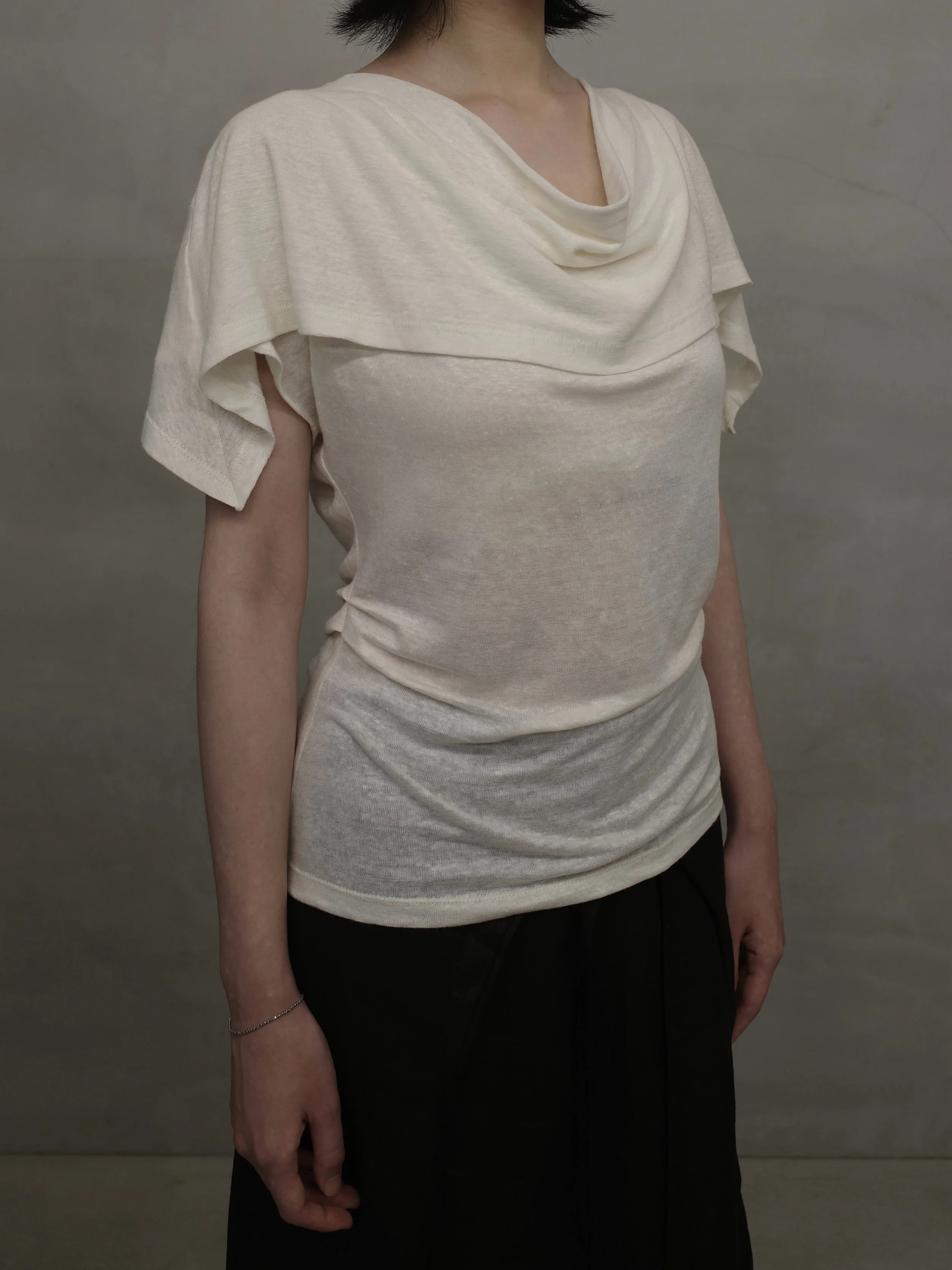 26ss Origami Cowl Knit Top - White