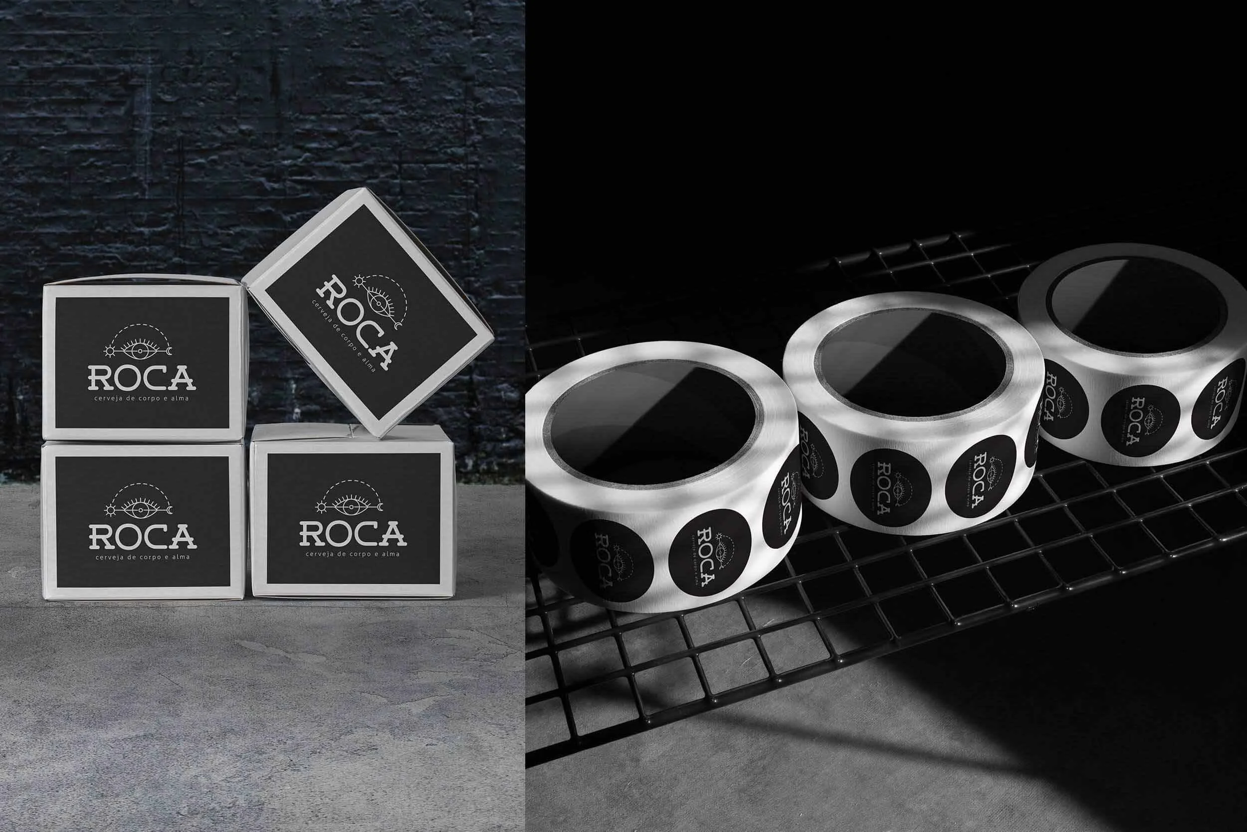 roca craft beer boxes and stickers on the floor