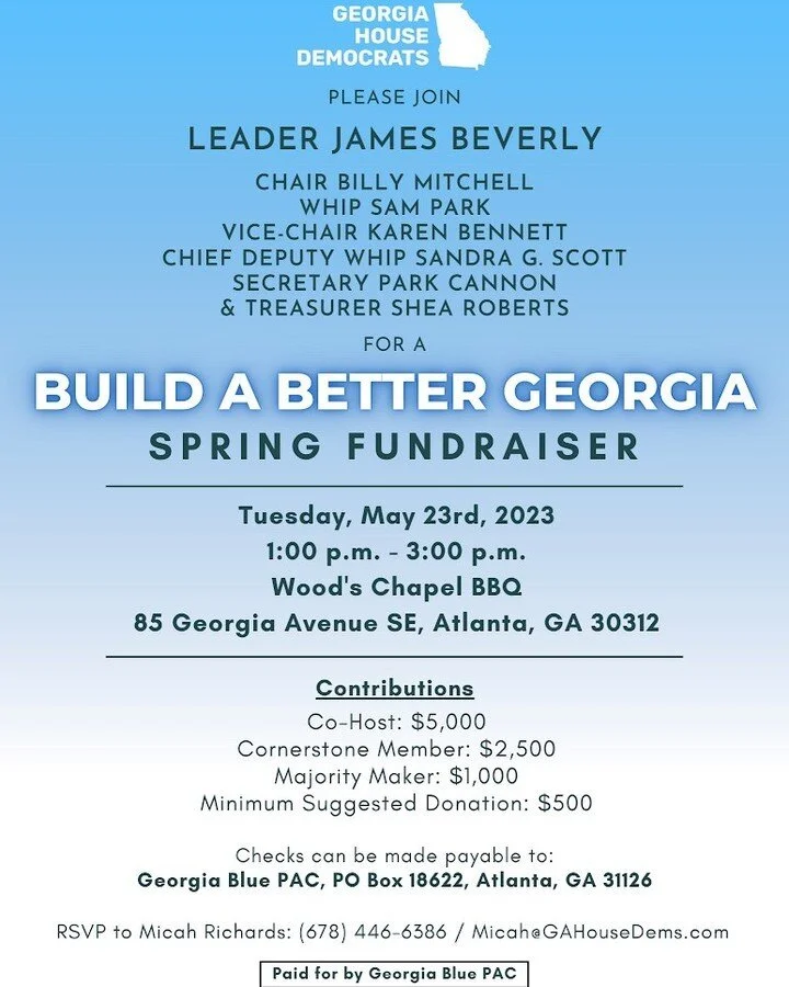 Lunch &amp; Raise with Rep. Park Cannon ‼️ Join us in 1 week on 5/23 for lunch and an update on how we're working to flip the GA house! Mark your calendar to be in person with us for BBQ!