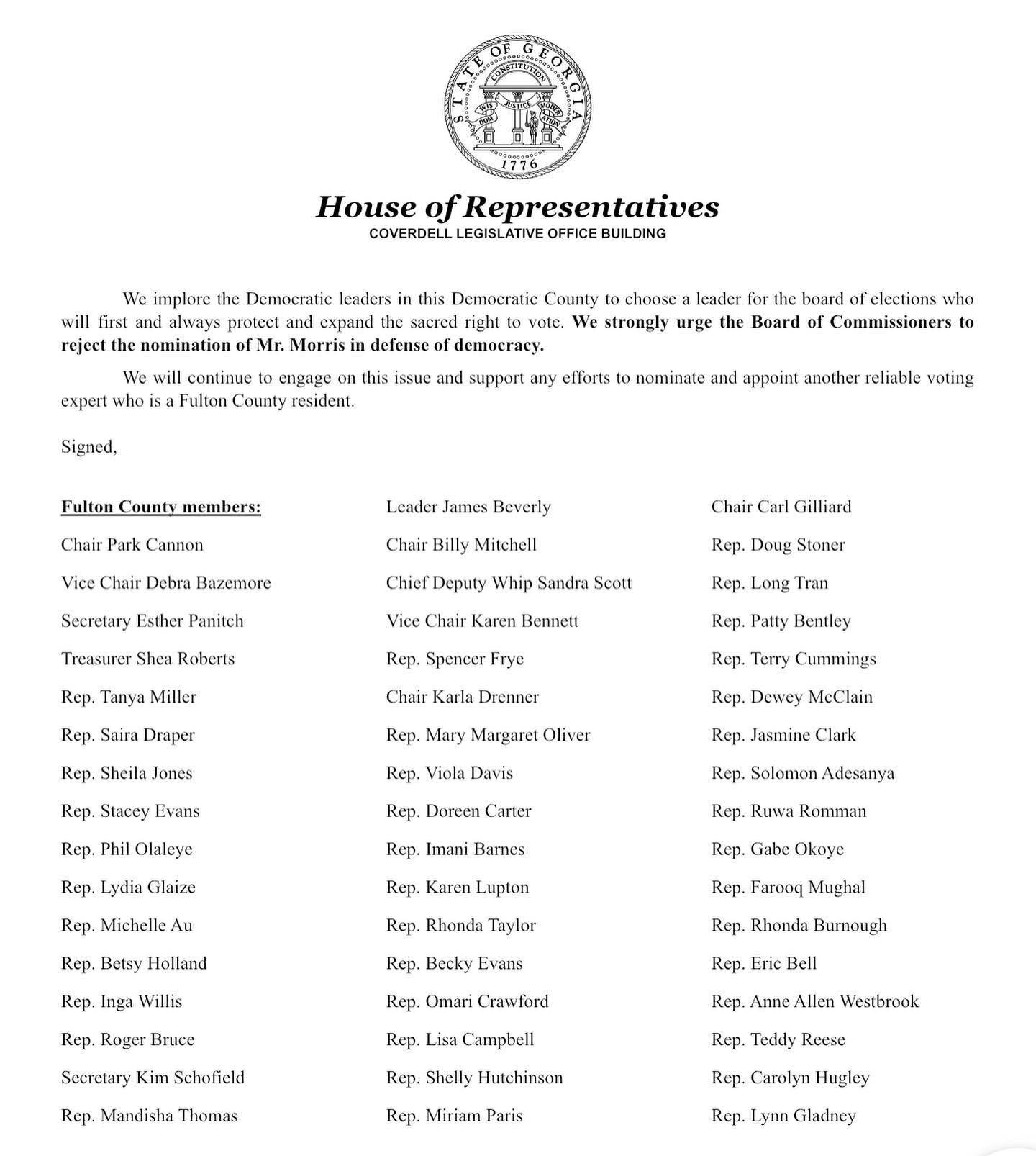 Are you on your way? We are. Head down to the Fulton County board of commissioners meeting today to voice your concern along with 50 other legislators! Democracy is at stake when bad actors are at the wheel. Please make your voice heard that this app