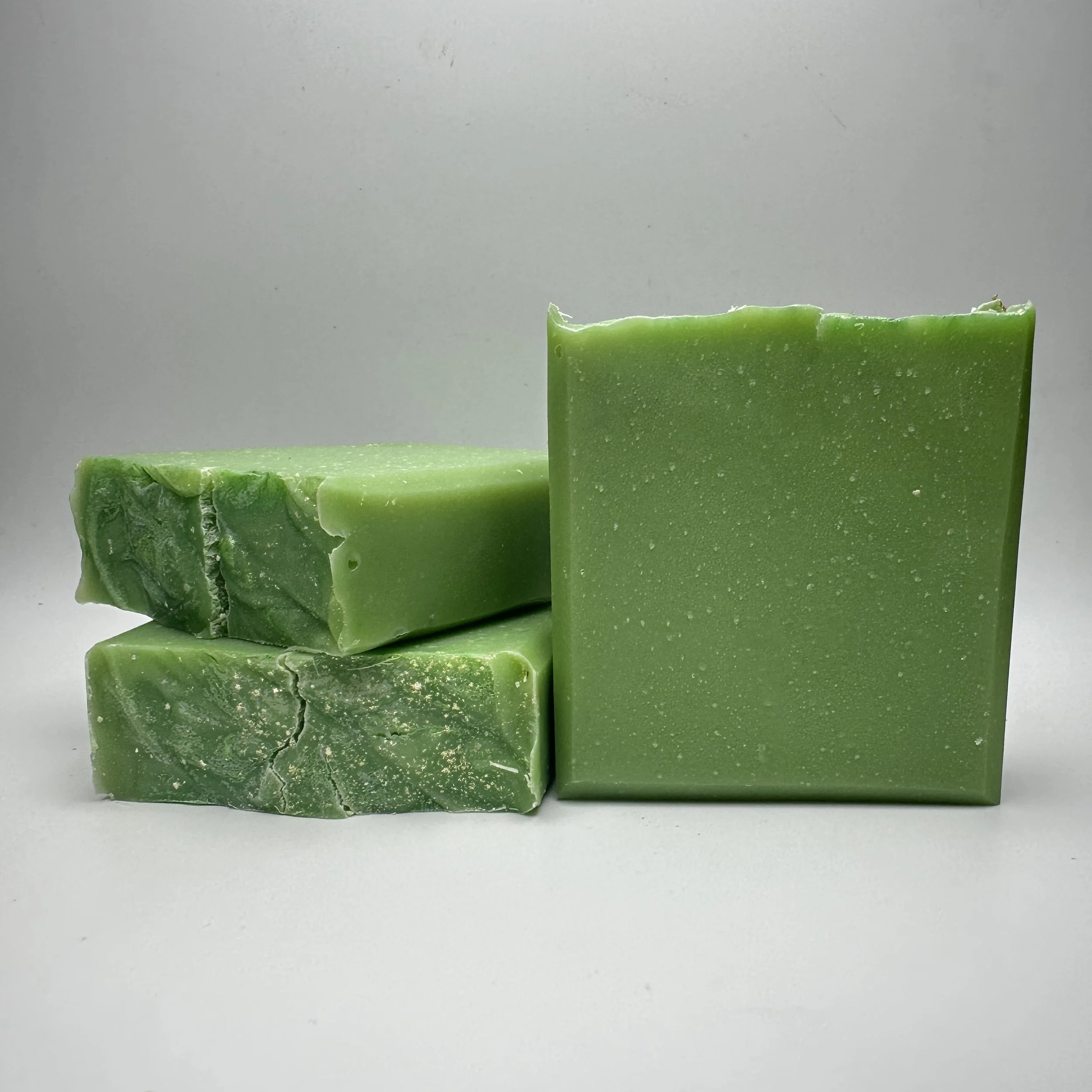 Green handmade soap blocks