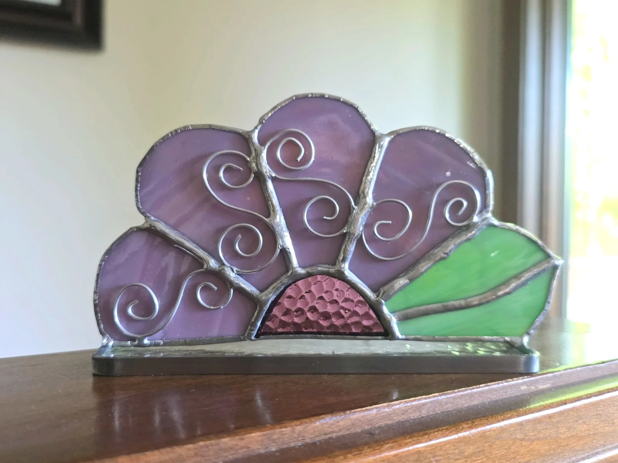 Stained Glass table top flower fan sample