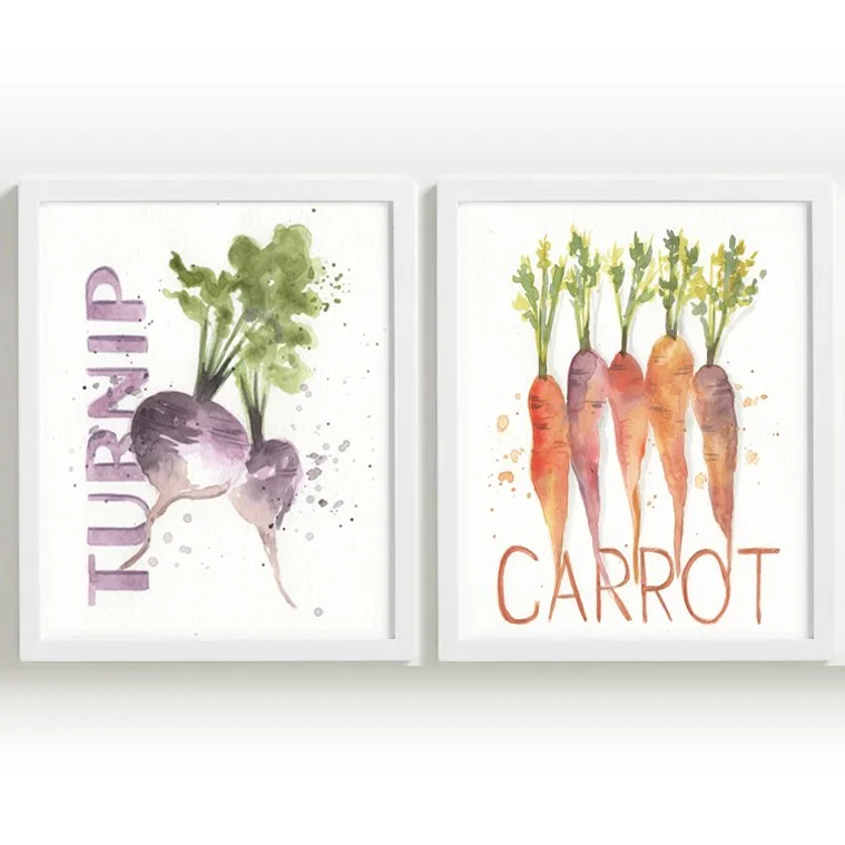 Watercolor-Workshop Roots - Turnip & Carrot Sample Images