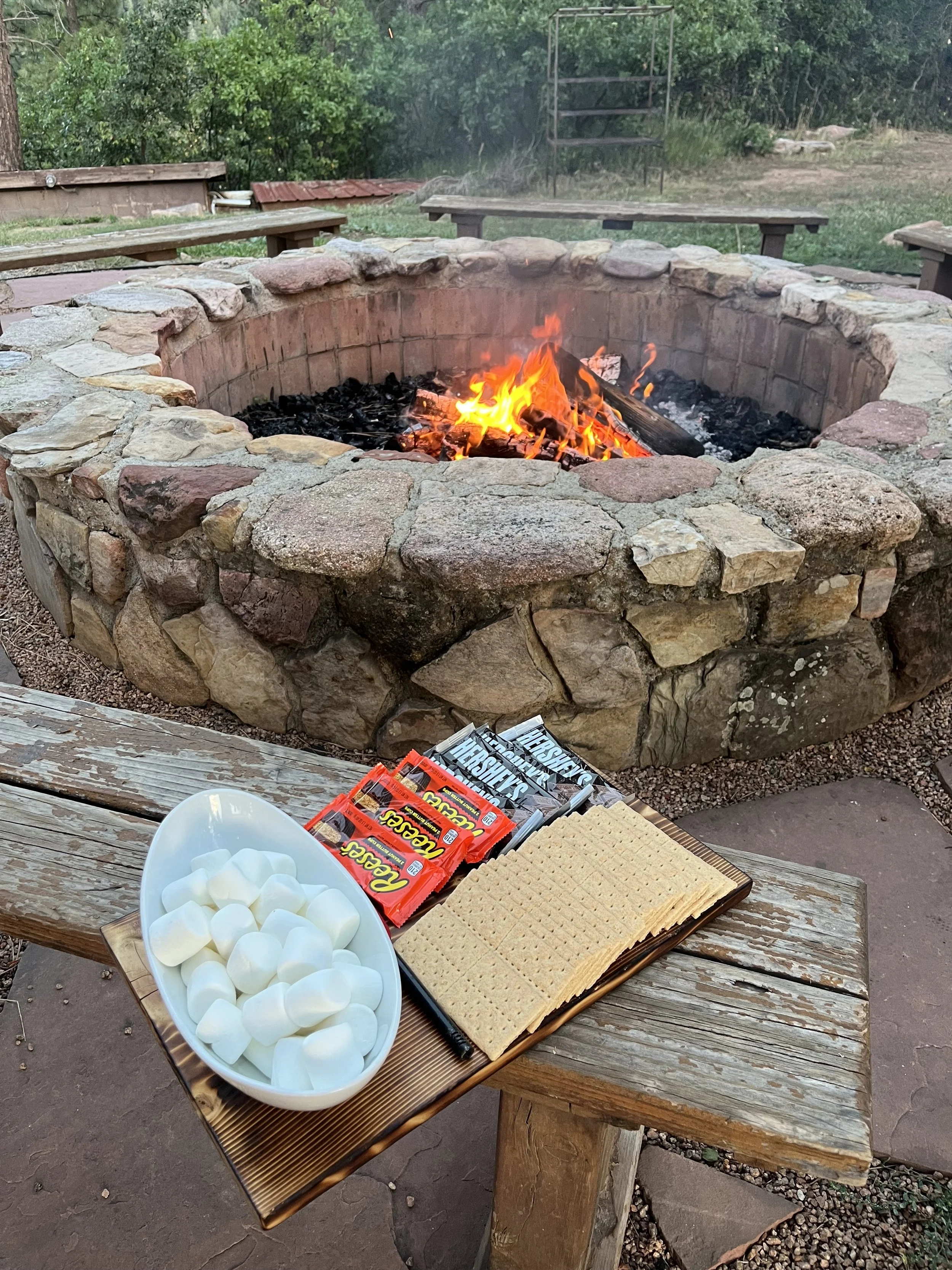 smores bonfire at womens wellness retreat
