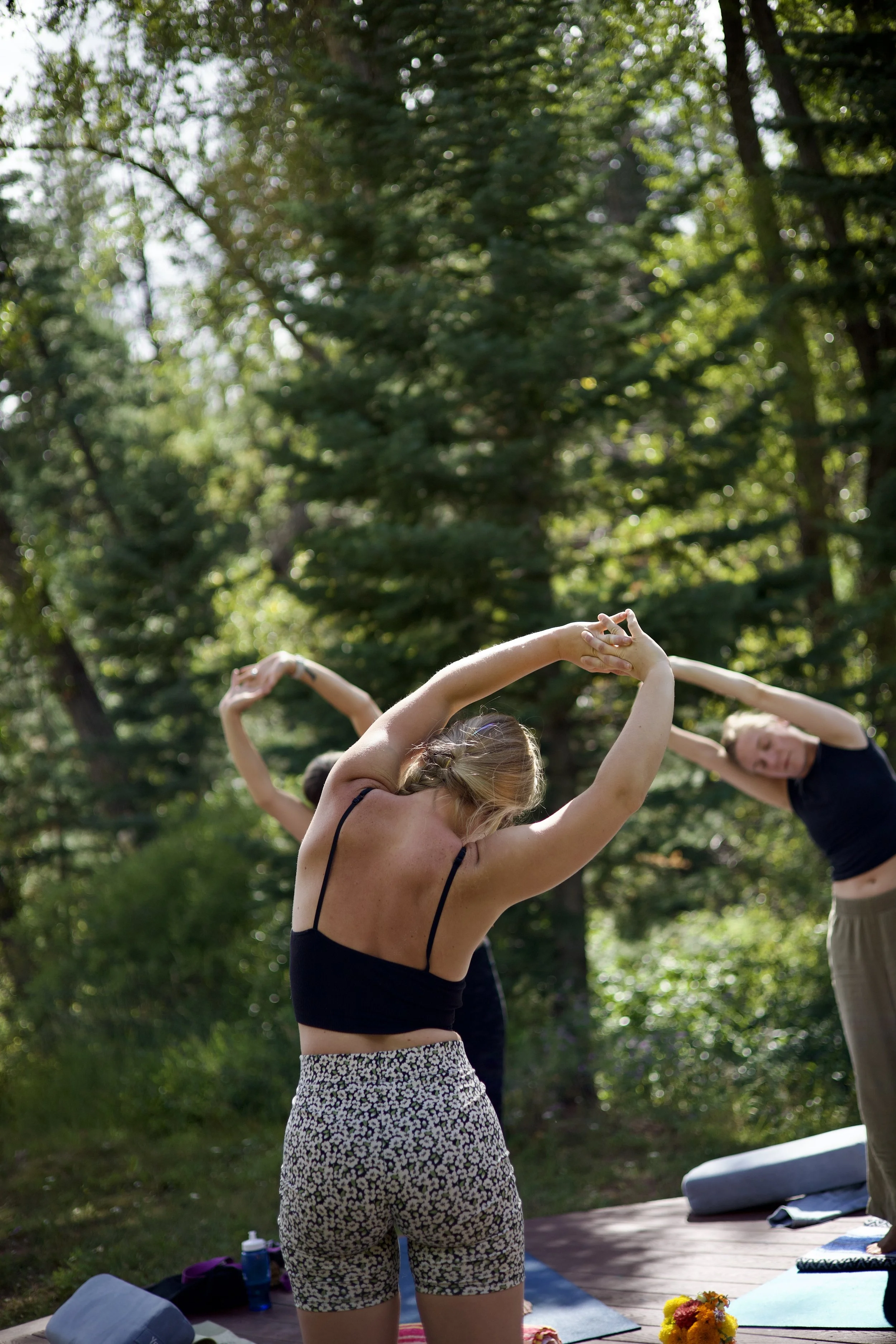 yoga practice at womens wellness retreat