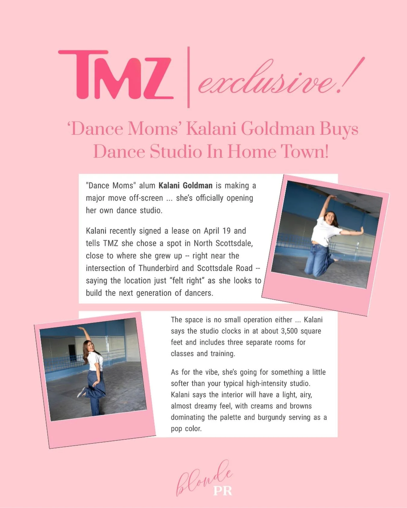 Exclusive! 🩰🎀 We&rsquo;re so excited for @kalanigoldman and the announcement of her latest venture, @khaosdancestudio, a new space bringing creativity + next generation talent to the dance world ✨

#blondepr #earnedwithblonde