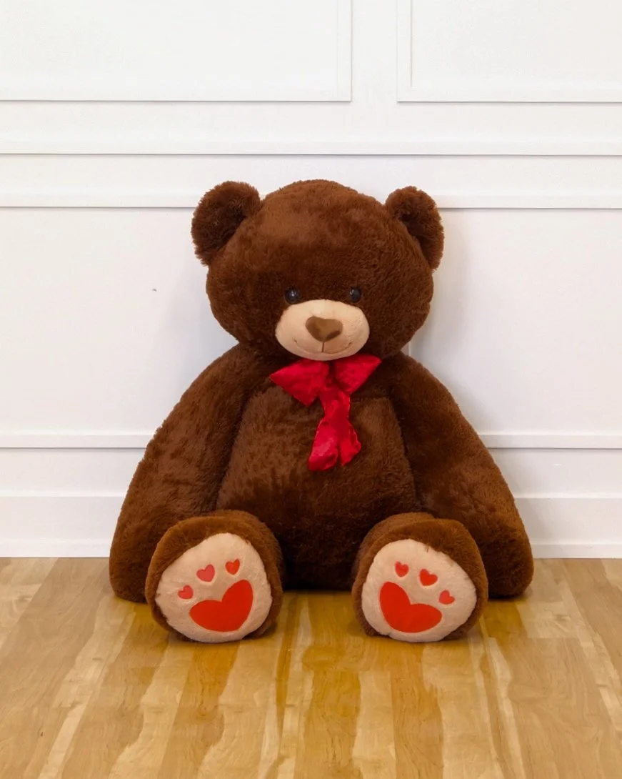 Dark Brown Bear w/Red Bow