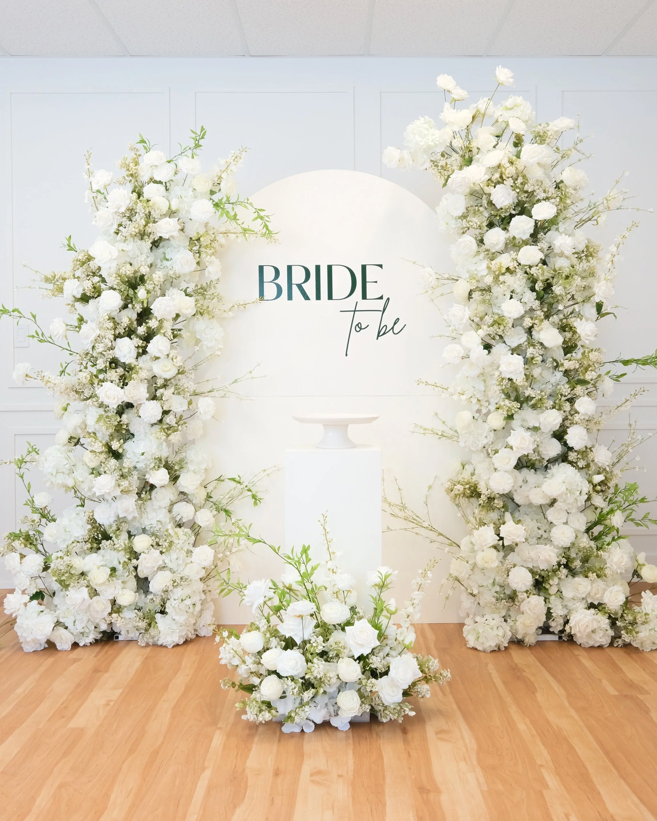 white green floral horns backdrop