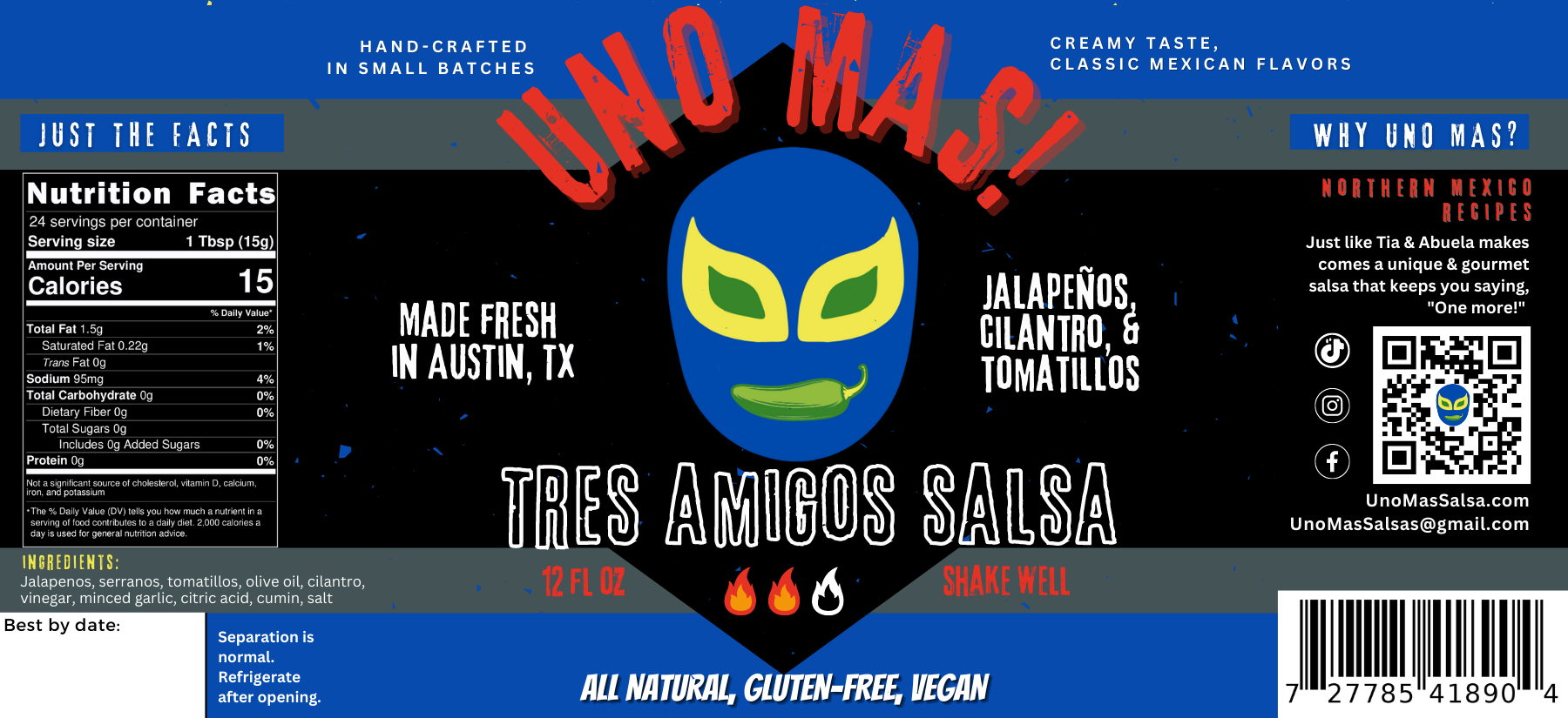 Tres Amigos *Award-winning* Salsa — UNO MAS! Salsa