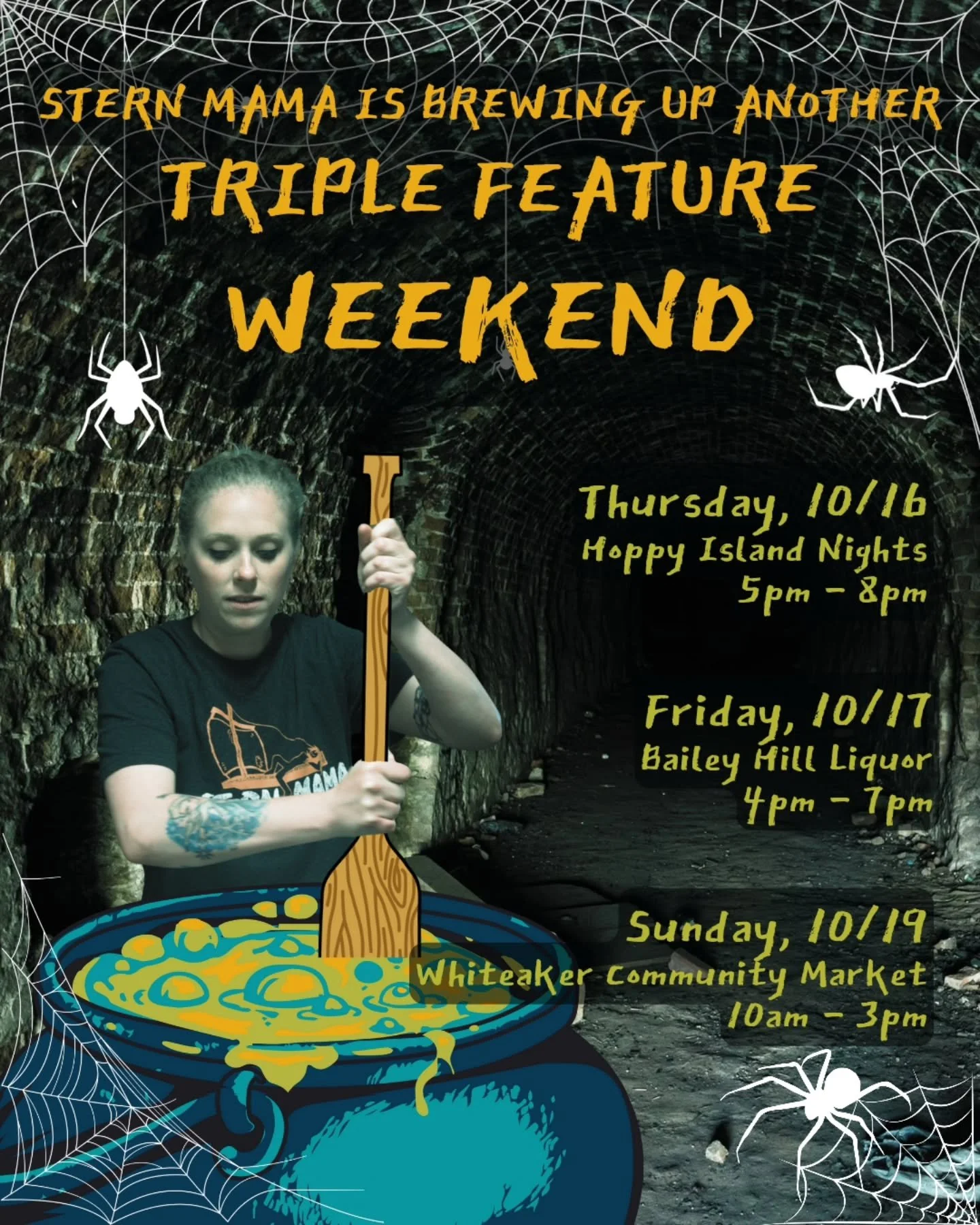 Stern Mama is haunting plenty of spots this weekend!

🍹 On Thursday, 10/16, we're popping up with full spooky cocktails and a costume contest with prizes at @arablebrewingcompany from 5pm - 8pm. 

🍖 On Friday, 10/17, we're doing a rum tasting at Ba