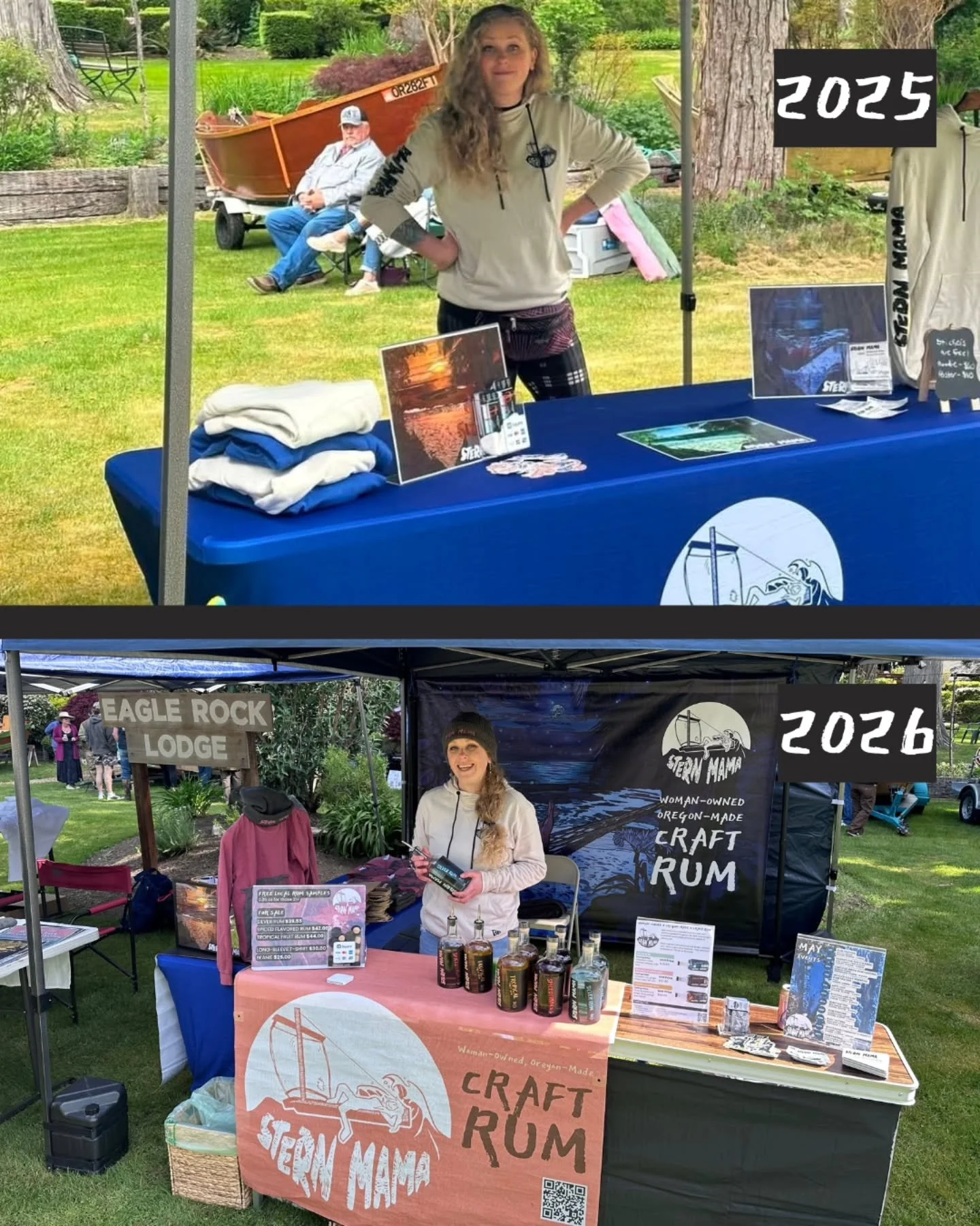 What a difference a year makes!

Stern Mama debuted in April 2025 with 0 products at the McKenzie River Wooden Boat Festival to let people know we were coming soon.

This weekend, we had 3 products to share and a calendar full of upcoming events to a
